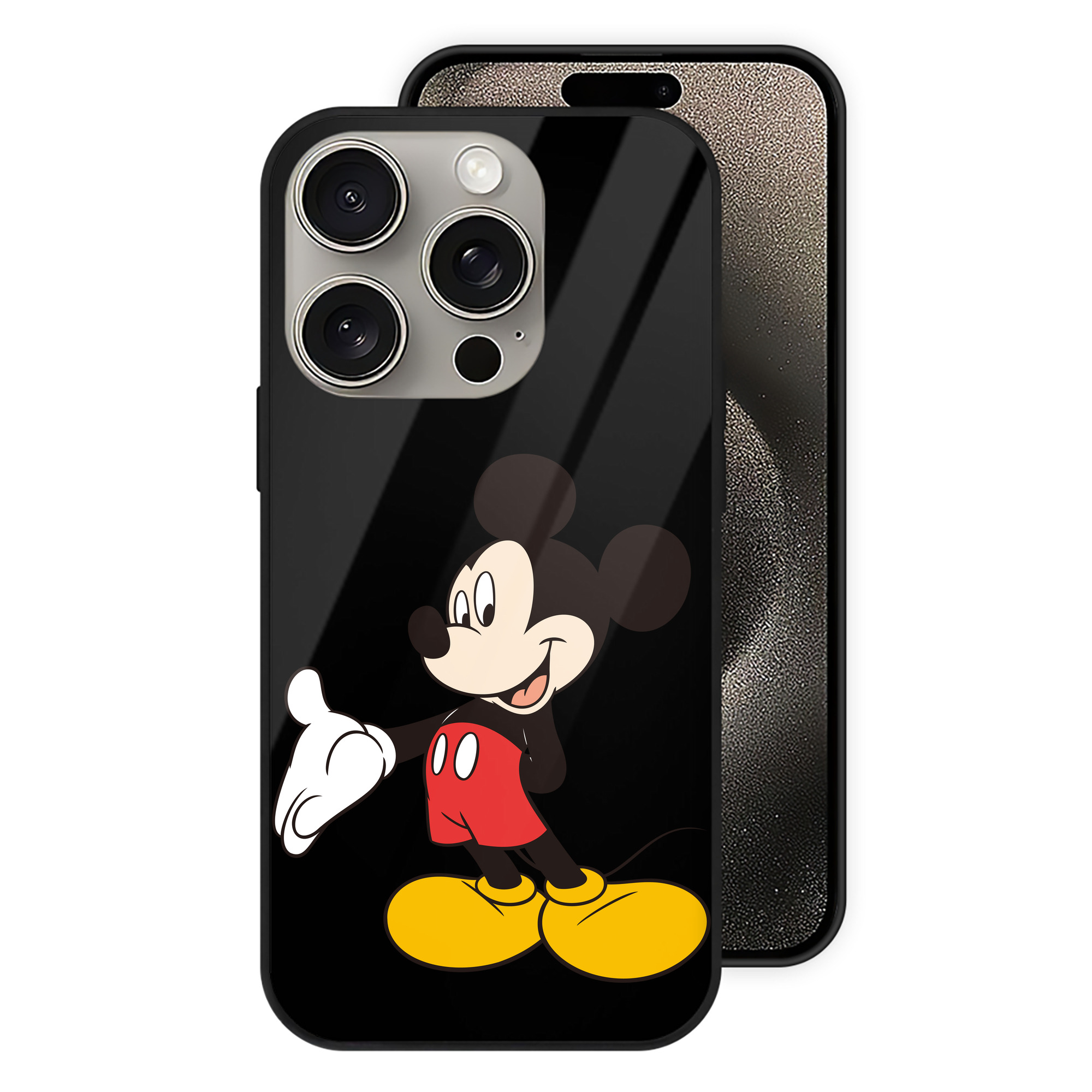 （画像用） ミッキーマウス Mickey Mouse 【iPhone15Pro対応】スマホケース 耐衝撃＆黄変防止 背面ガラス