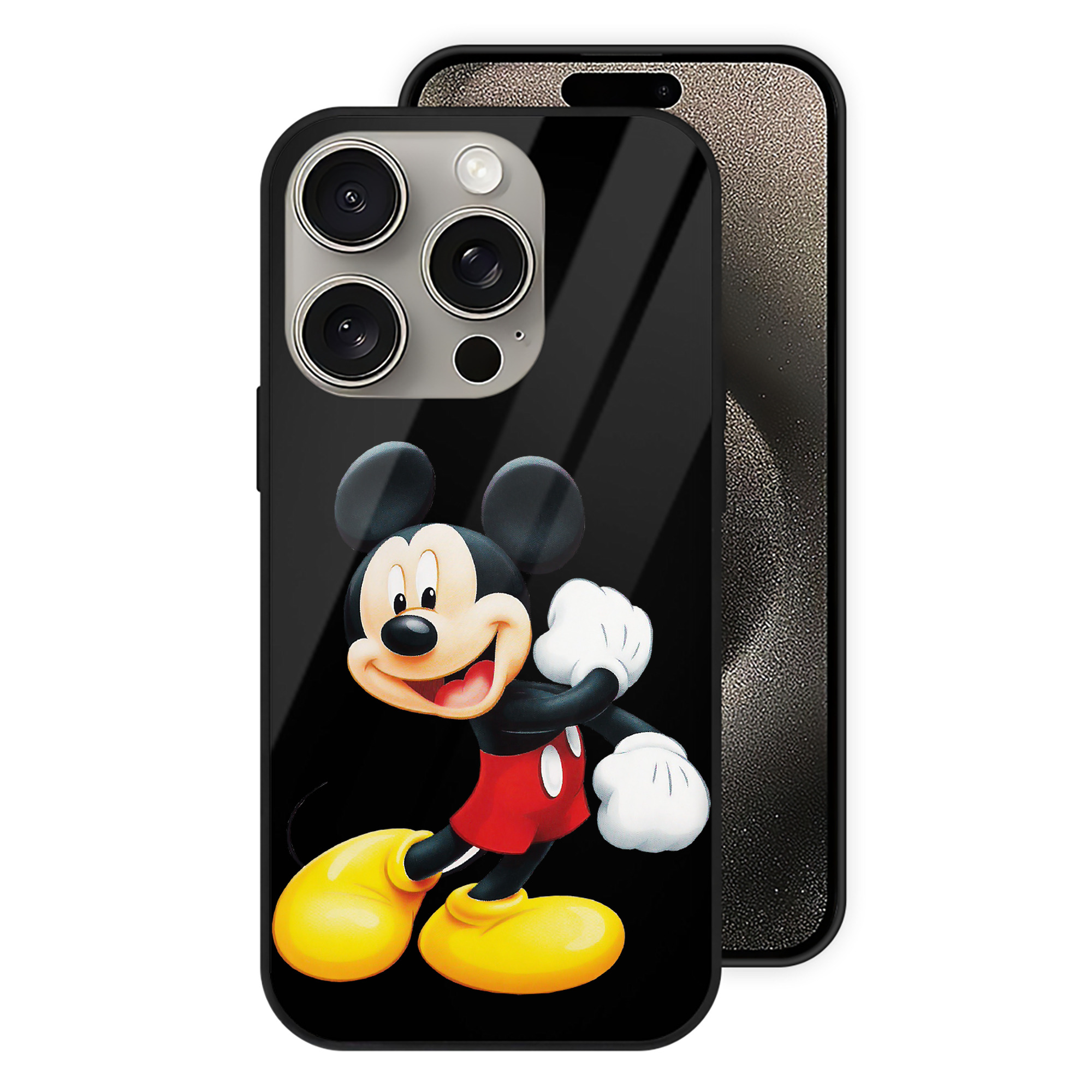 （画像用） ミッキーマウス Mickey Mouse 【iPhone15Pro対応】スマホケース 耐衝撃＆黄変防止 背面ガラス