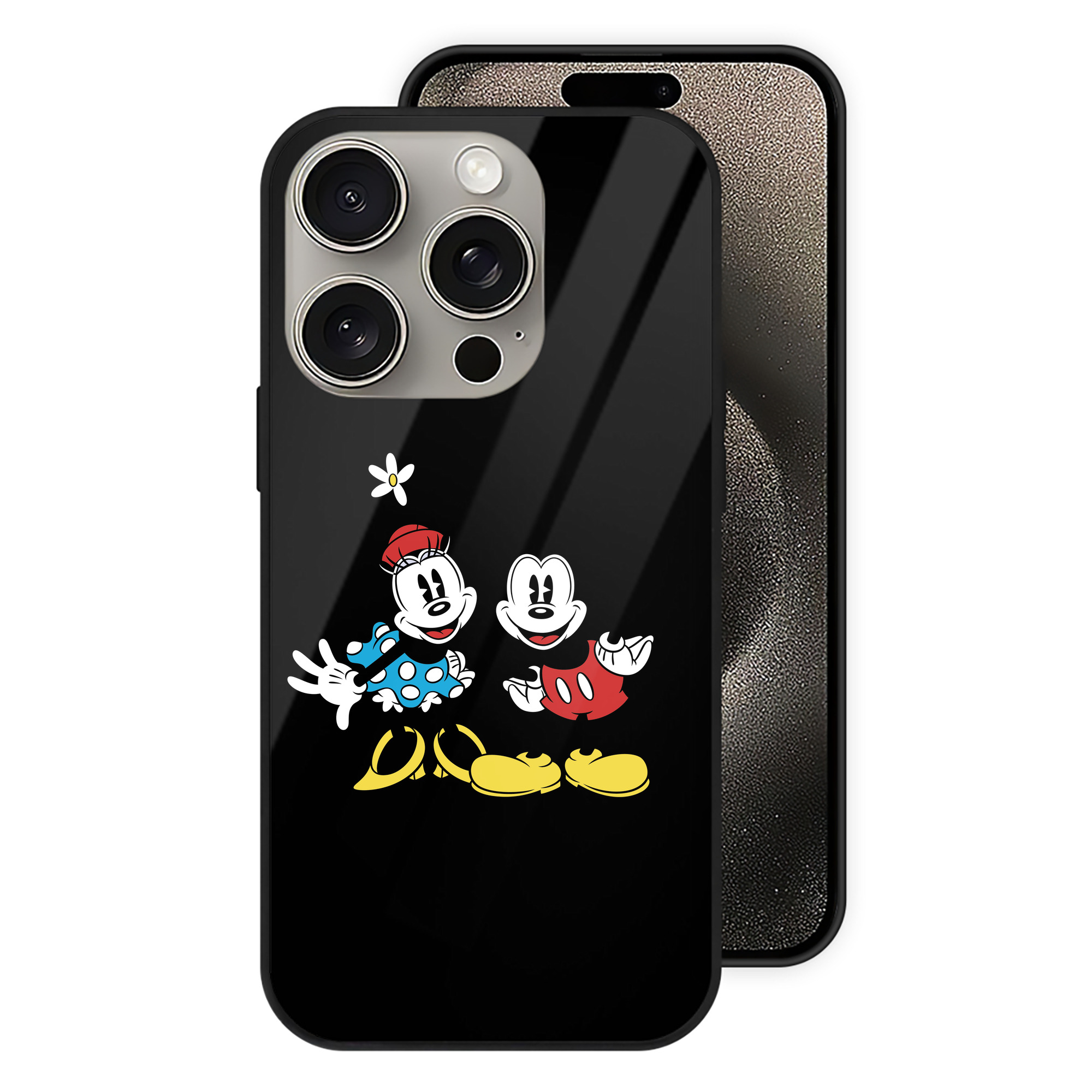（画像用） ミッキーマウス Mickey Mouse 【iPhone15Pro対応】スマホケース 耐衝撃＆黄変防止 背面ガラス