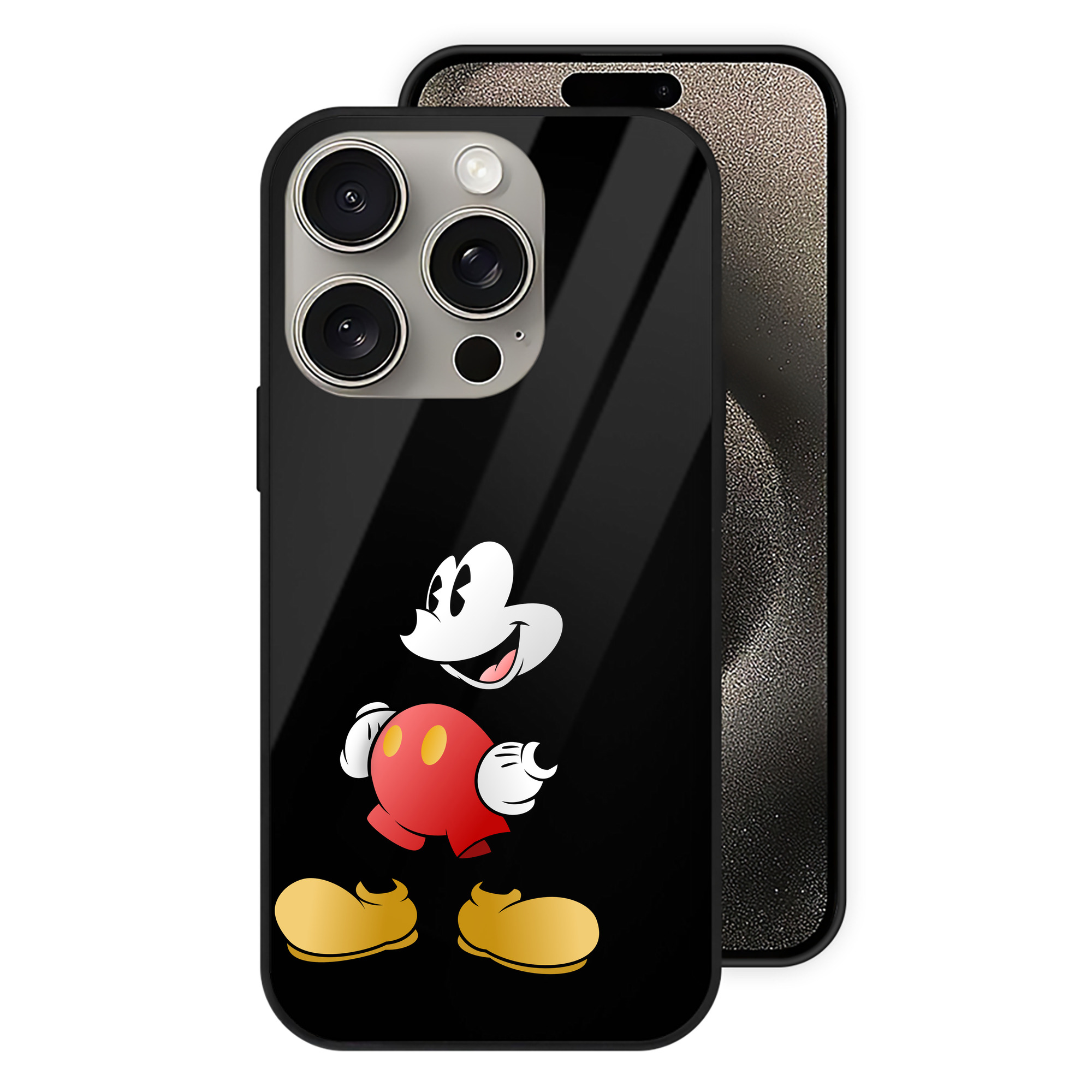 （画像用） ミッキーマウス Mickey Mouse 【iPhone15Pro対応】スマホケース 耐衝撃＆黄変防止 背面ガラス