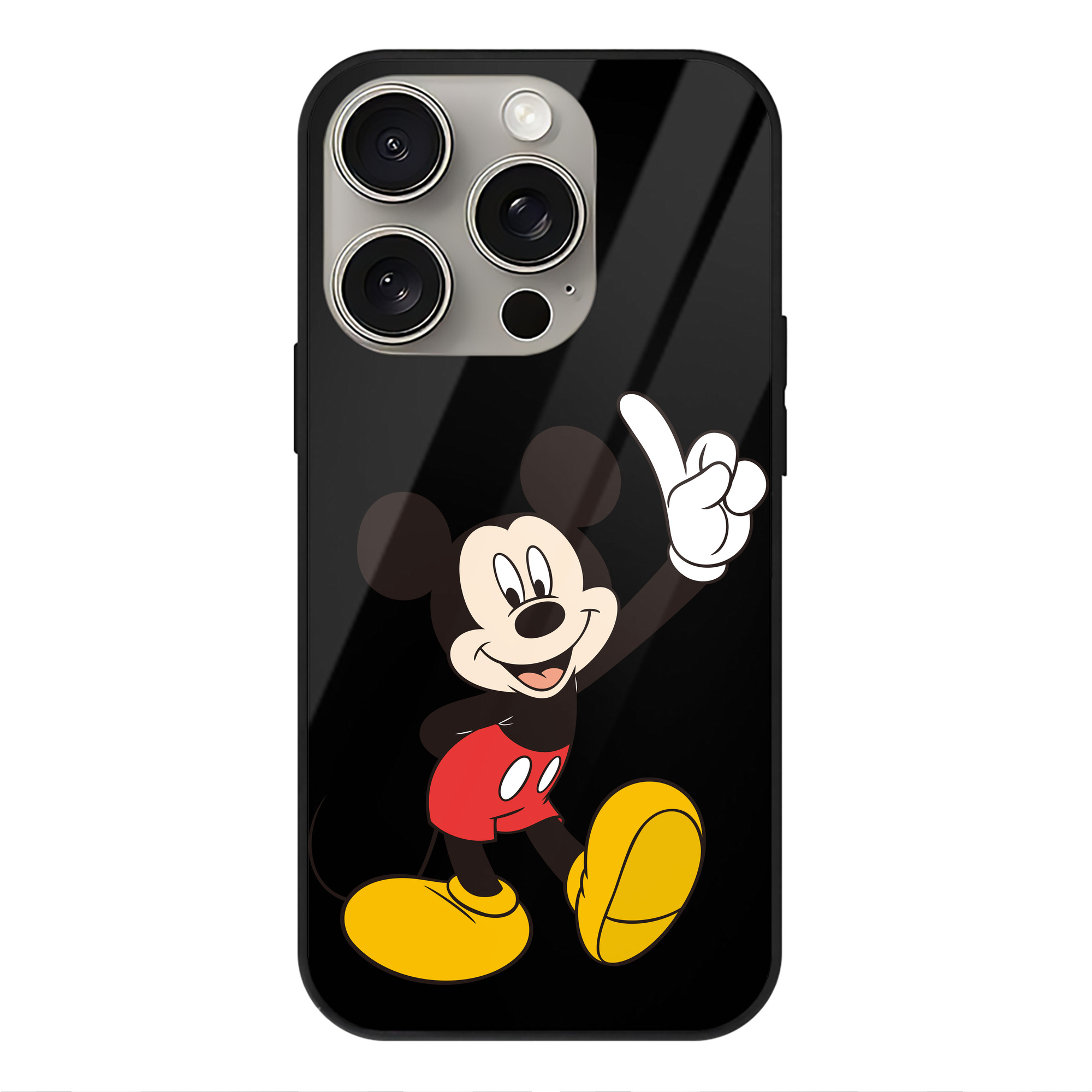 （画像用） ミッキーマウス Mickey Mouse 【iPhone15Pro対応】スマホケース 耐衝撃＆黄変防止 背面ガラス