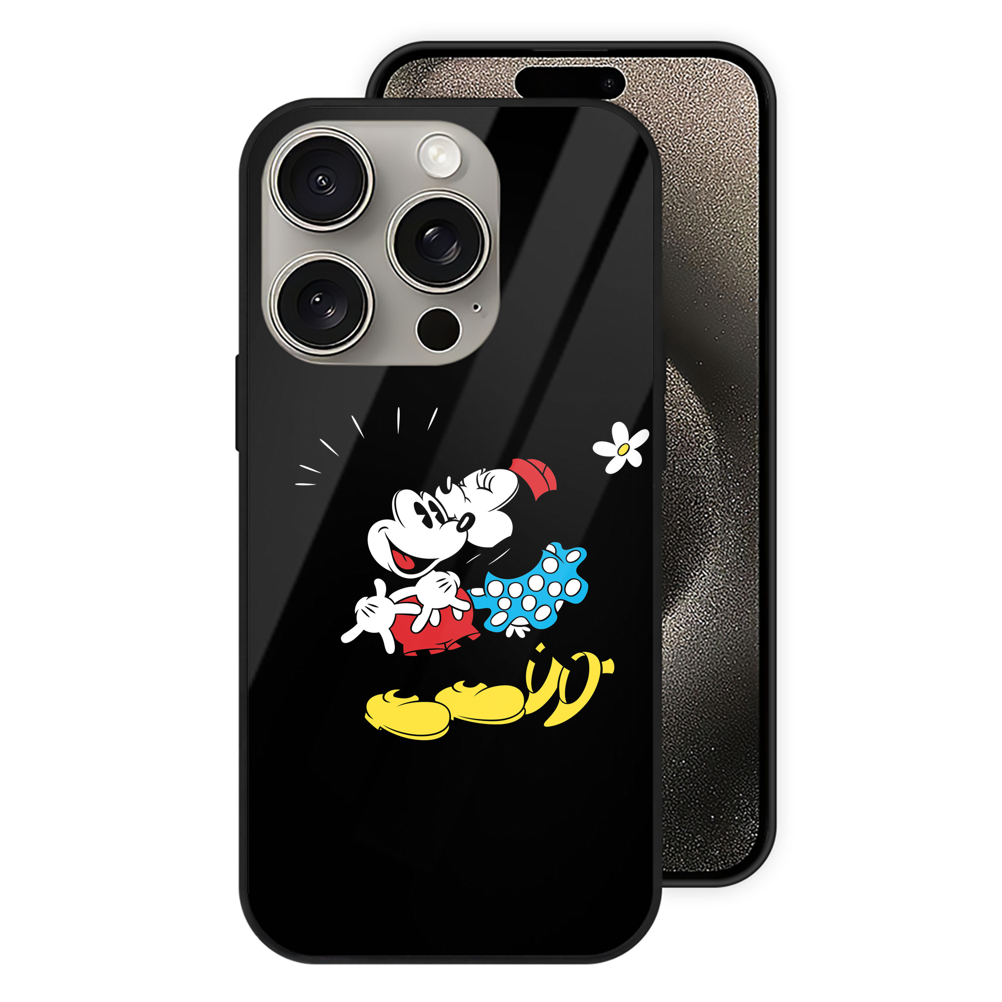 （画像用） ミッキーマウス Mickey Mouse 【iPhone15Pro対応】スマホケース 耐衝撃＆黄変防止 背面ガラス