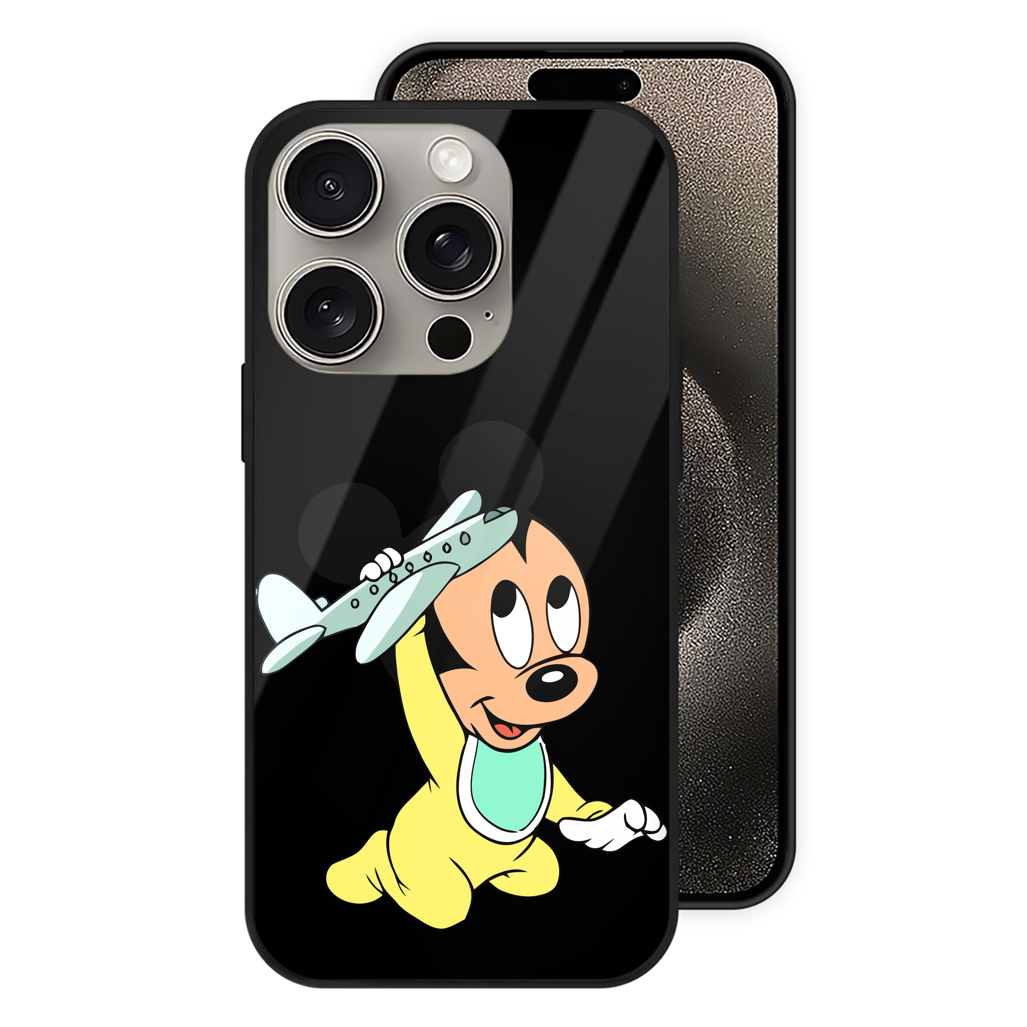 （画像用） ミッキーマウス Mickey Mouse 【iPhone15Pro対応】スマホケース 耐衝撃＆黄変防止 背面ガラス