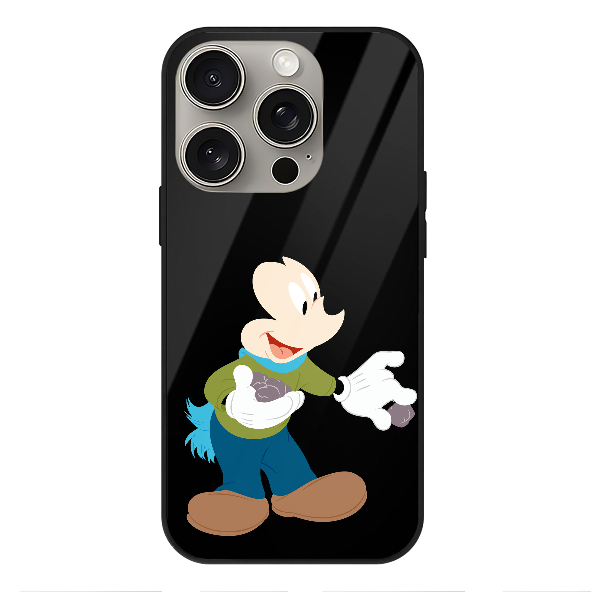 （画像用） ミッキーマウス Mickey Mouse 【iPhone15Pro対応】スマホケース 耐衝撃＆黄変防止 背面ガラス