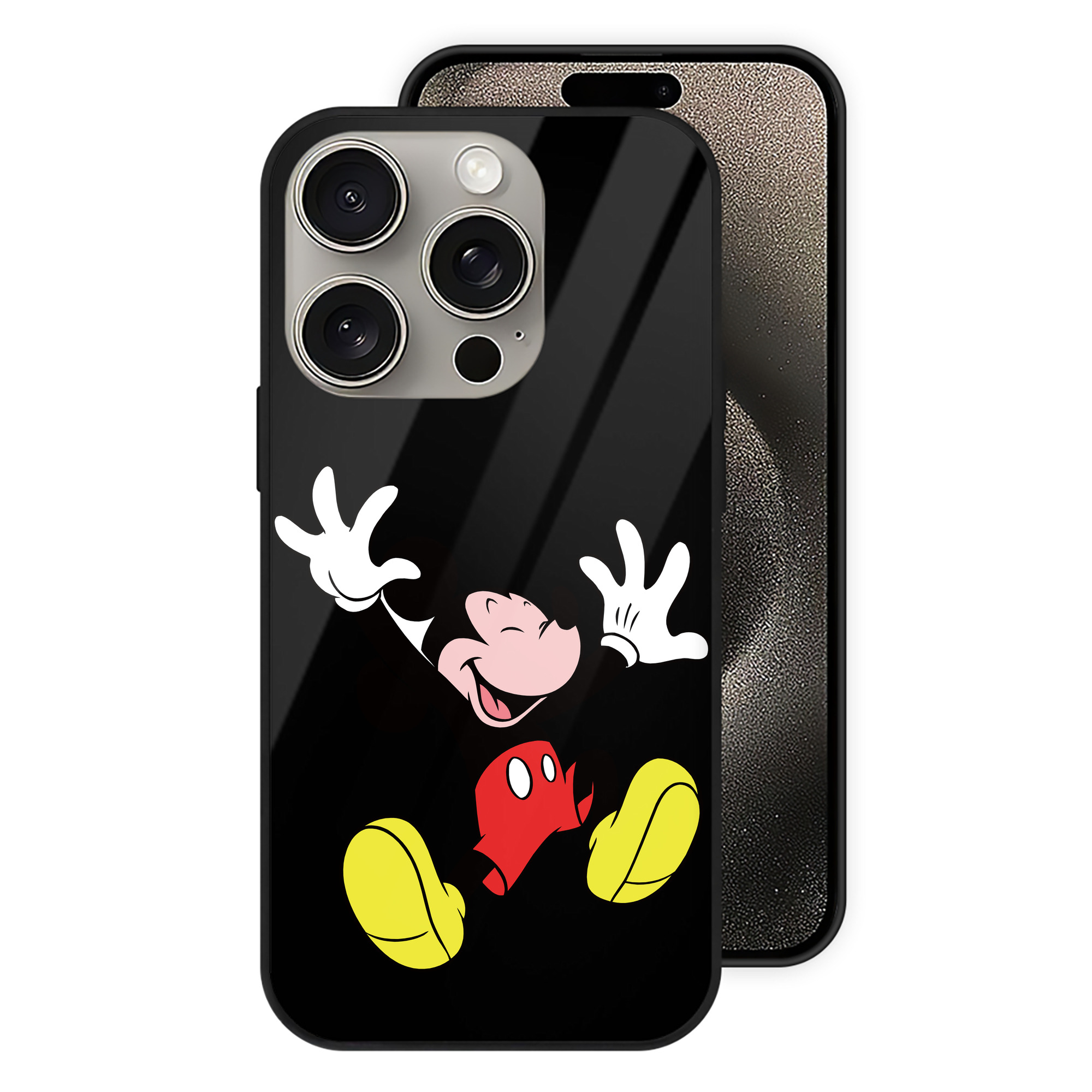（画像用） ミッキーマウス Mickey Mouse 【iPhone15Pro対応】スマホケース 耐衝撃＆黄変防止 背面ガラス