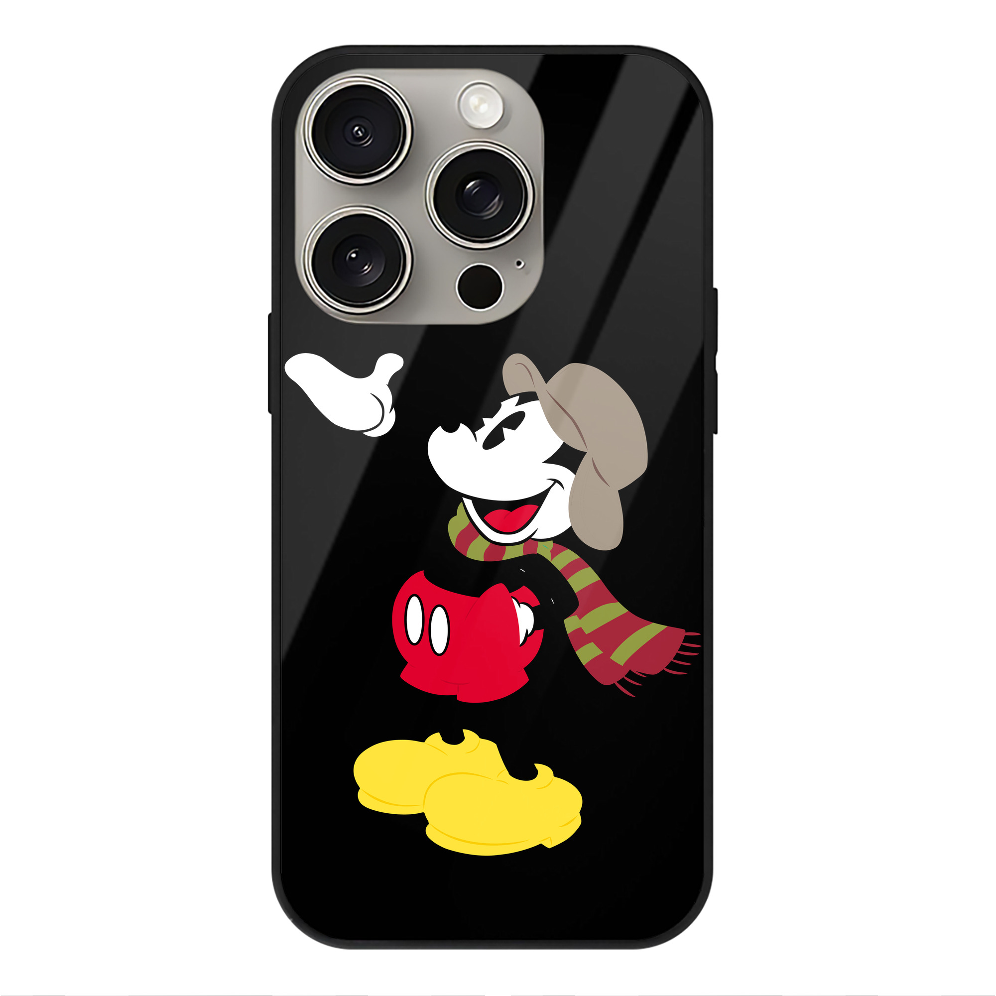 （画像用） ミッキーマウス Mickey Mouse 【iPhone15Pro対応】スマホケース 耐衝撃＆黄変防止 背面ガラス
