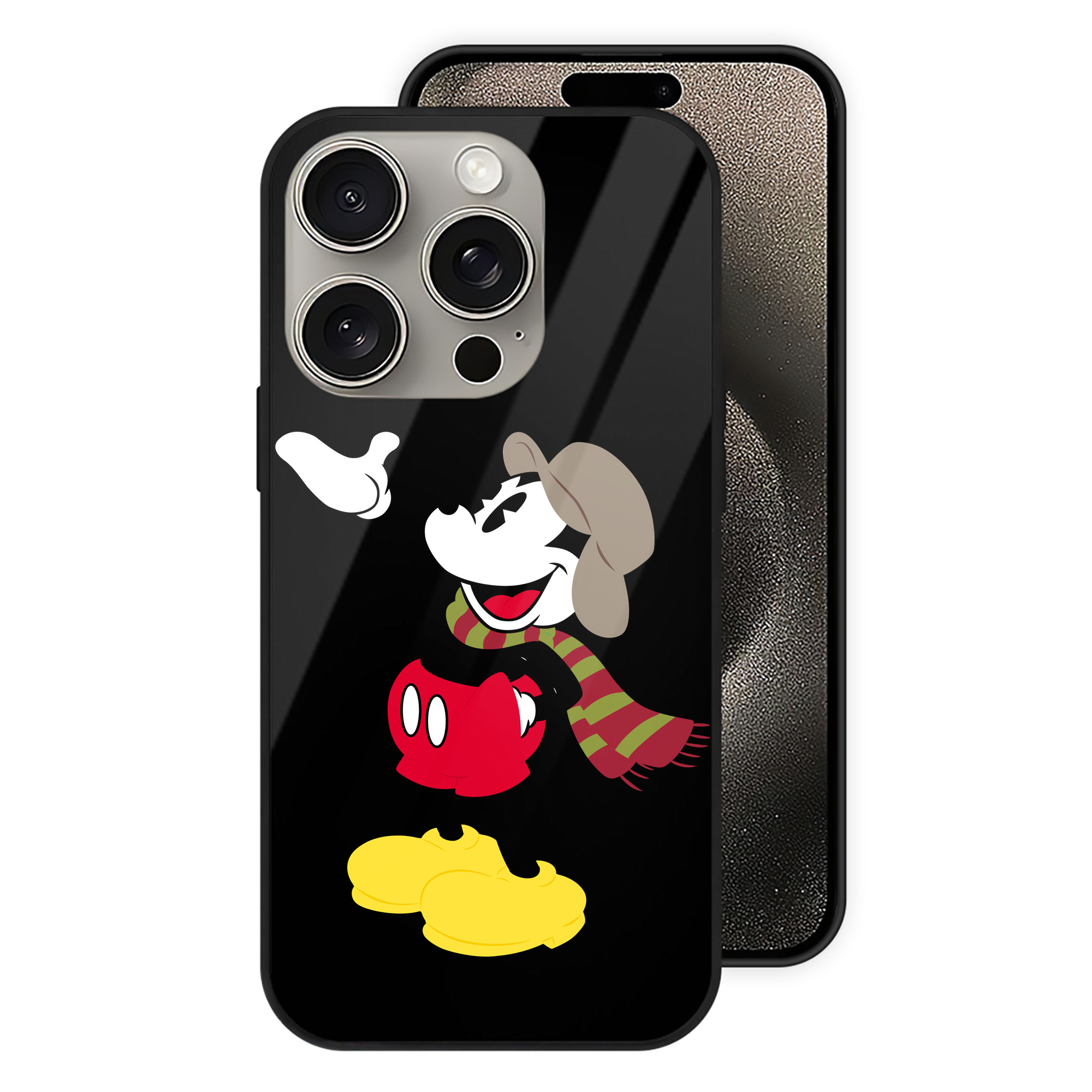 （画像用） ミッキーマウス Mickey Mouse 【iPhone15Pro対応】スマホケース 耐衝撃＆黄変防止 背面ガラス