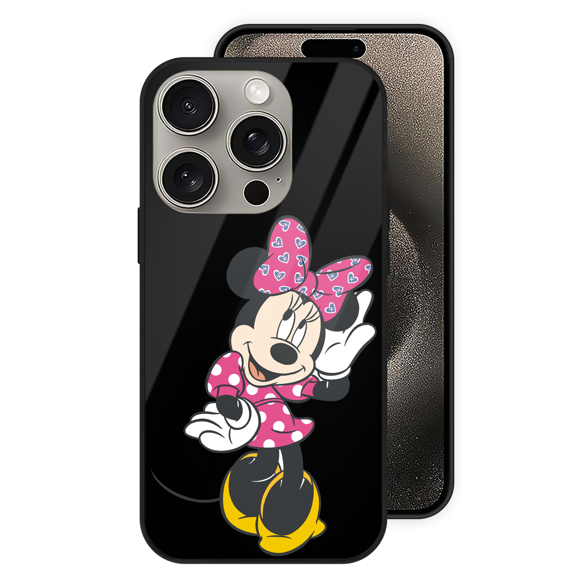 （画像用） ミッキーマウス Mickey Mouse 【iPhone15Pro対応】スマホケース 耐衝撃＆黄変防止 背面ガラス