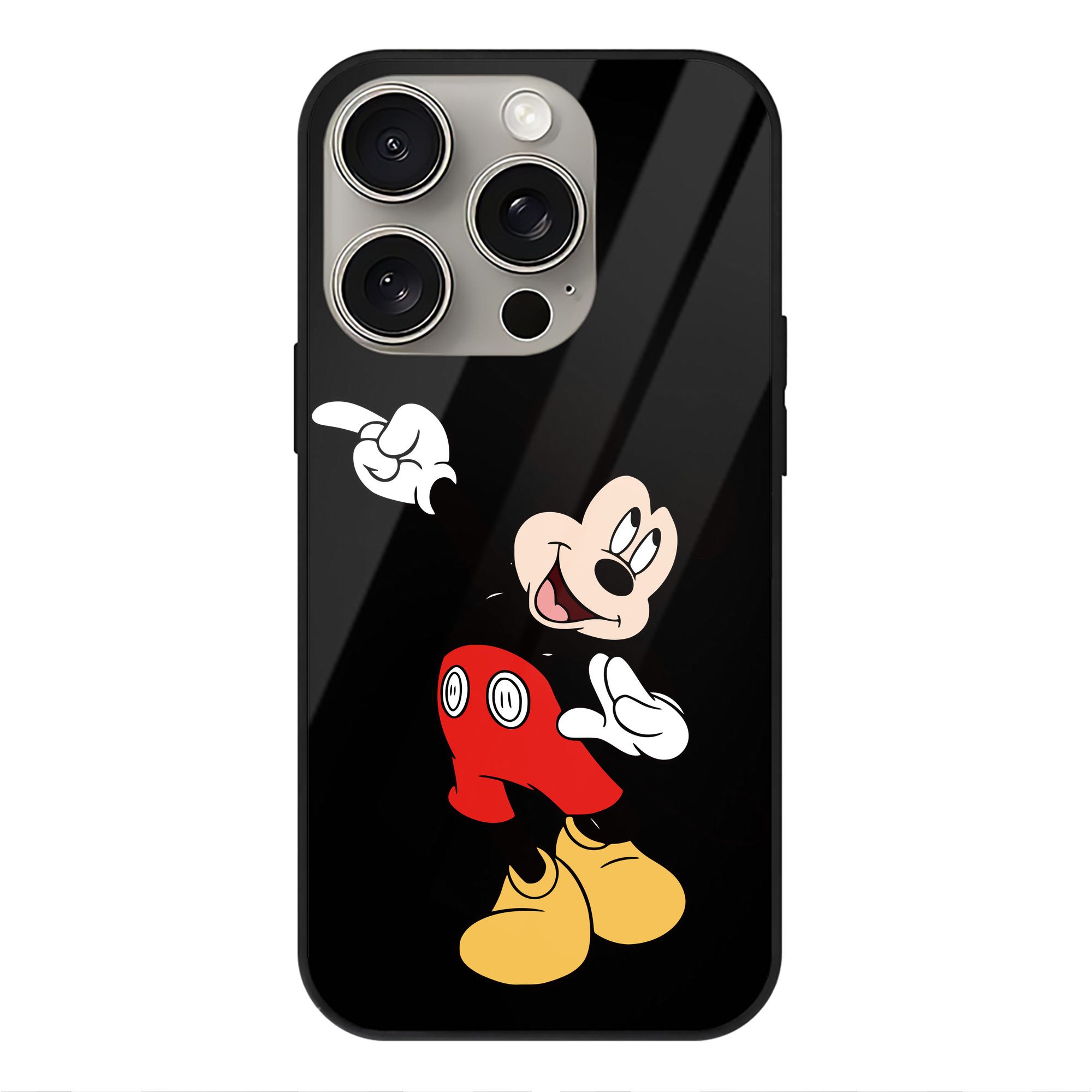 （画像用） ミッキーマウス Mickey Mouse 【iPhone15Pro対応】スマホケース 耐衝撃＆黄変防止 背面ガラス