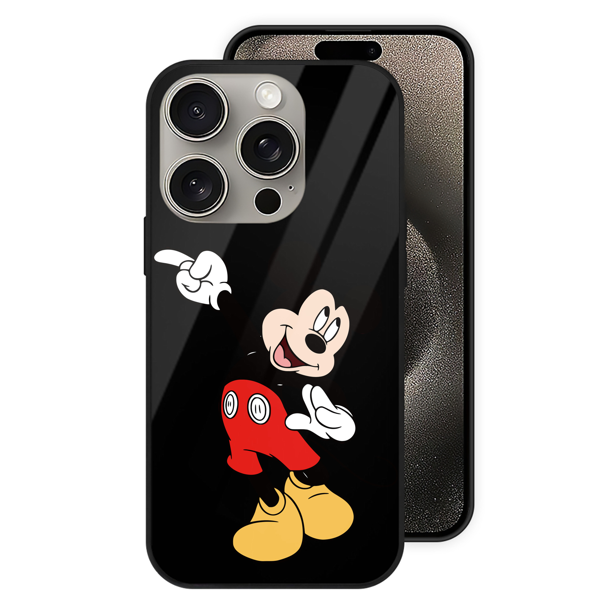 （画像用） ミッキーマウス Mickey Mouse 【iPhone15Pro対応】スマホケース 耐衝撃＆黄変防止 背面ガラス