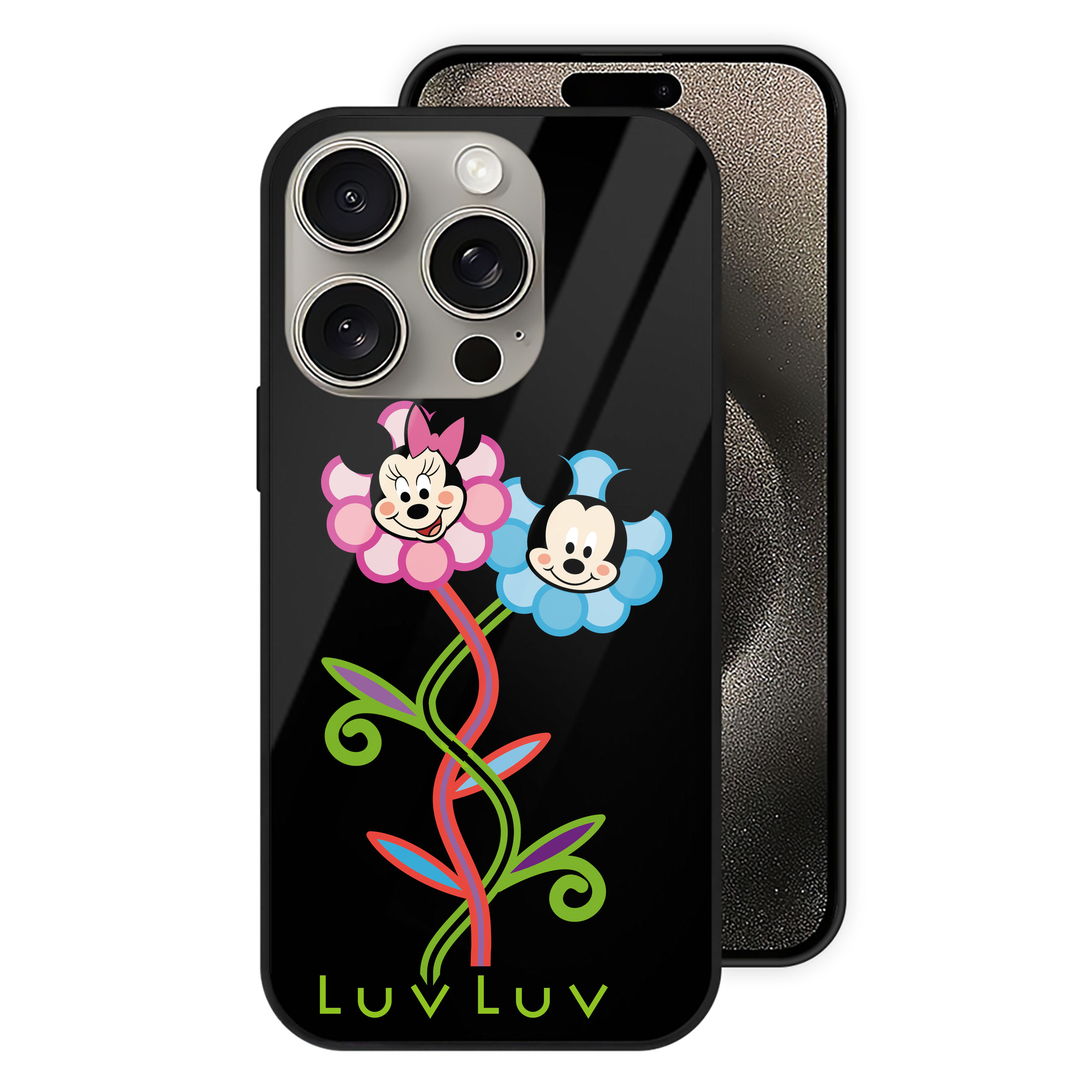（画像用） ミッキーマウス Mickey Mouse 【iPhone15Pro対応】スマホケース 耐衝撃＆黄変防止 背面ガラス