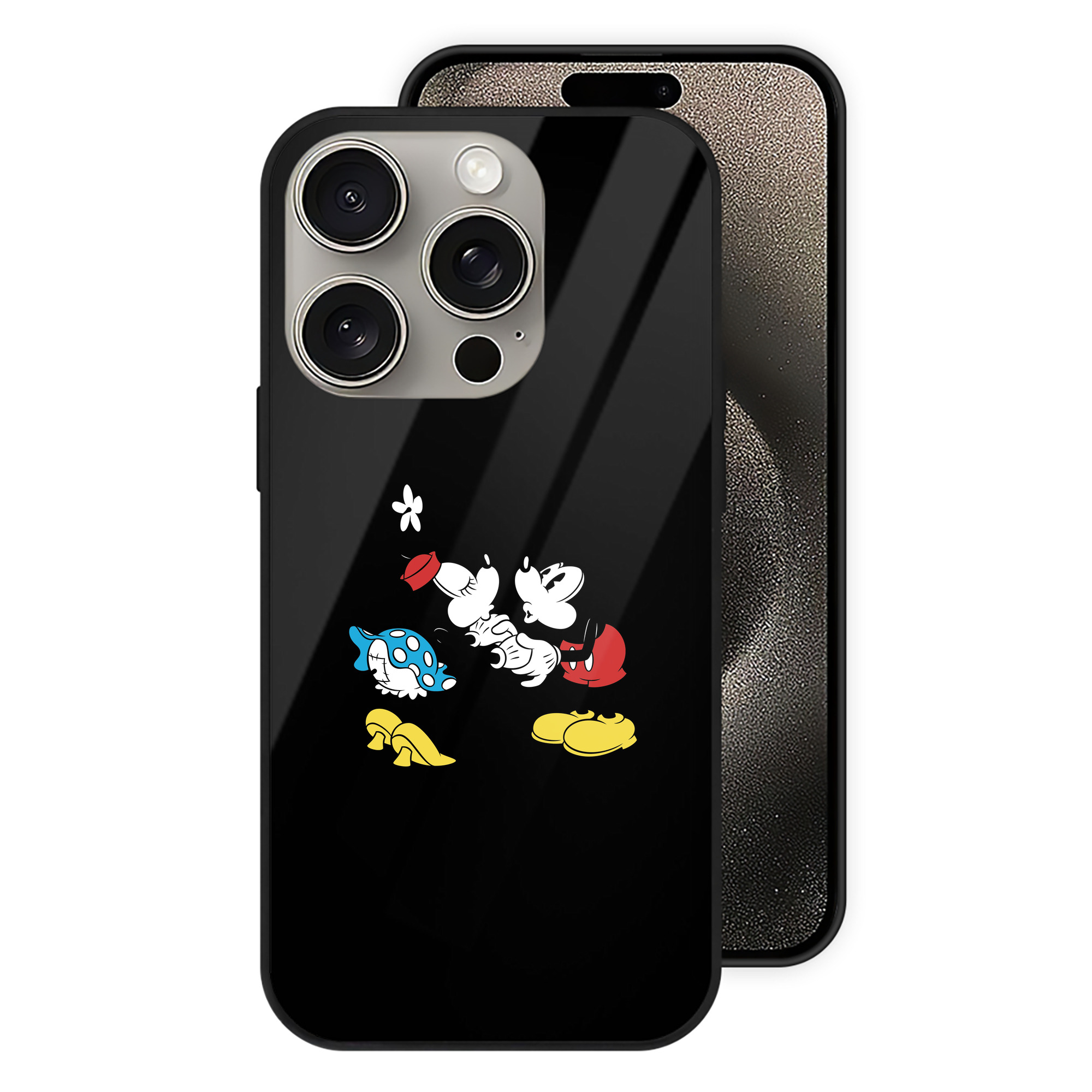 （画像用） ミッキーマウス Mickey Mouse 【iPhone15Pro対応】スマホケース 耐衝撃＆黄変防止 背面ガラス