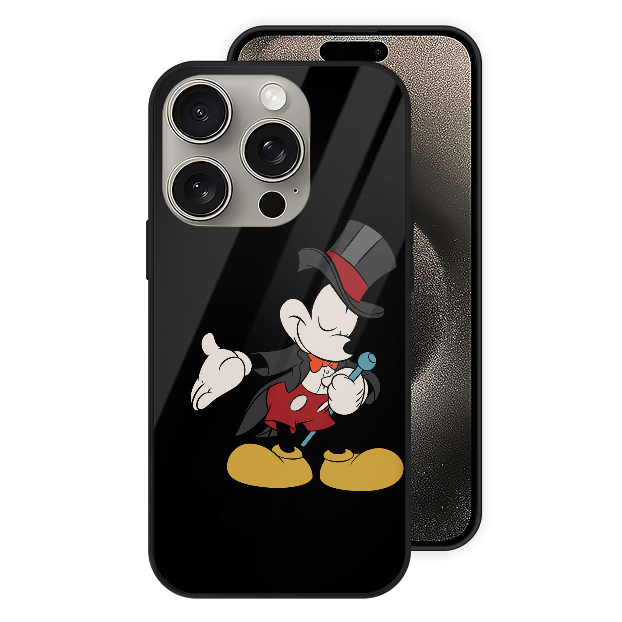（画像用） ミッキーマウス Mickey Mouse 【iPhone15Pro対応】スマホケース 耐衝撃＆黄変防止 背面ガラス