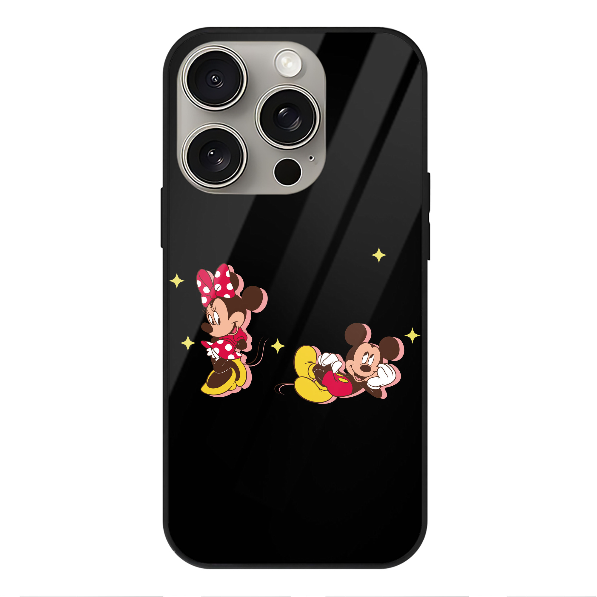 （画像用） ミッキーマウス Mickey Mouse 【iPhone15Pro対応】スマホケース 耐衝撃＆黄変防止 背面ガラス