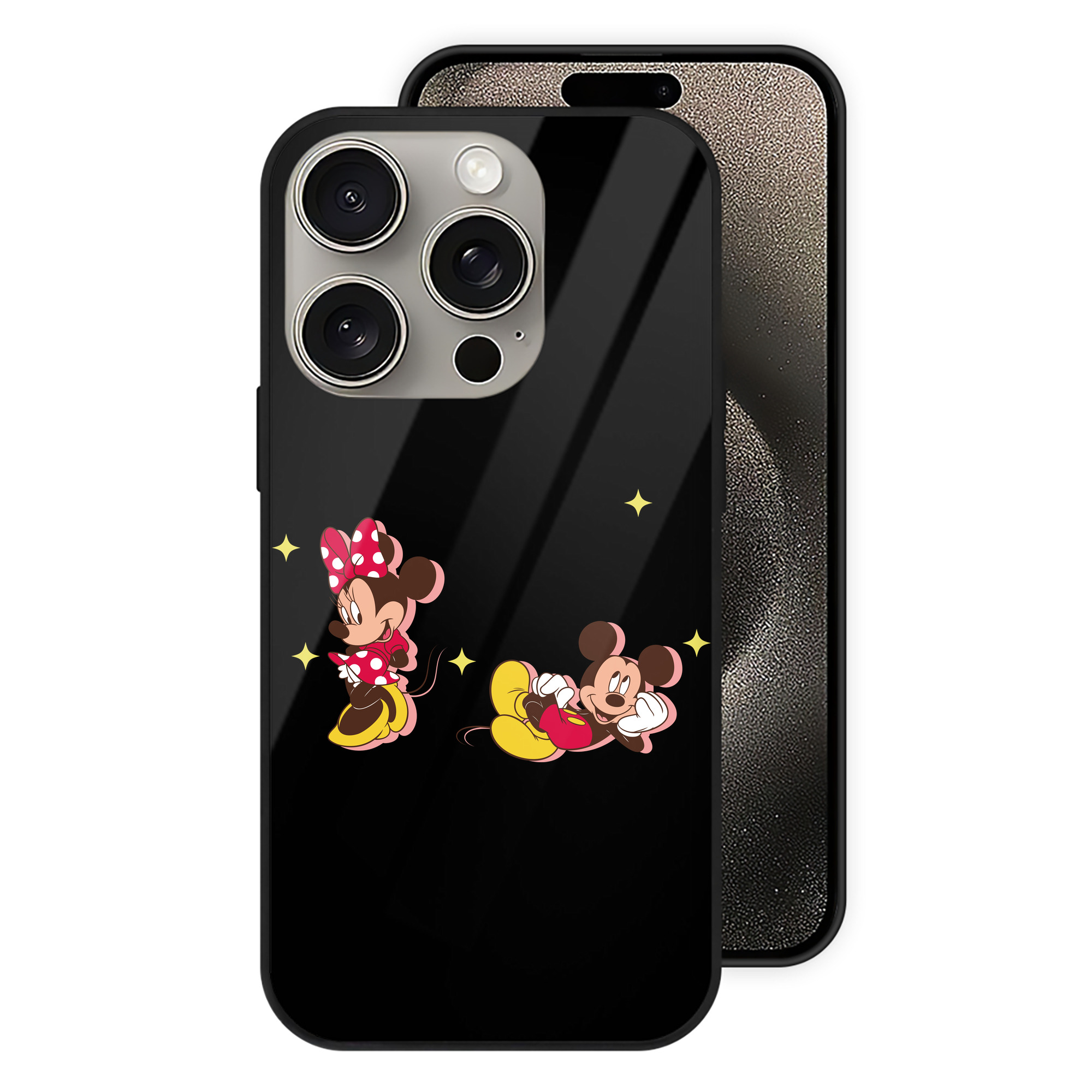 （画像用） ミッキーマウス Mickey Mouse 【iPhone15Pro対応】スマホケース 耐衝撃＆黄変防止 背面ガラス