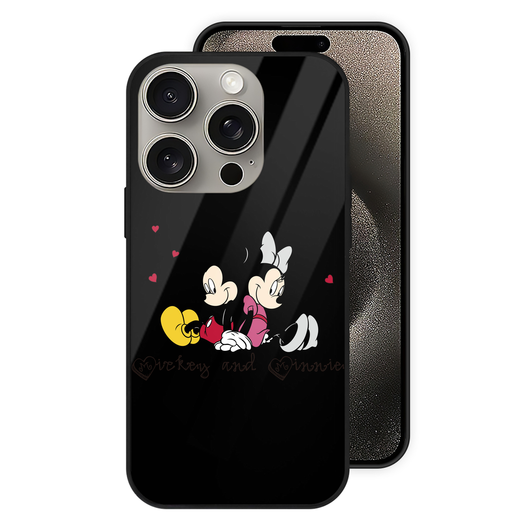（画像用） ミッキーマウス Mickey Mouse 【iPhone15Pro対応】スマホケース 耐衝撃＆黄変防止 背面ガラス