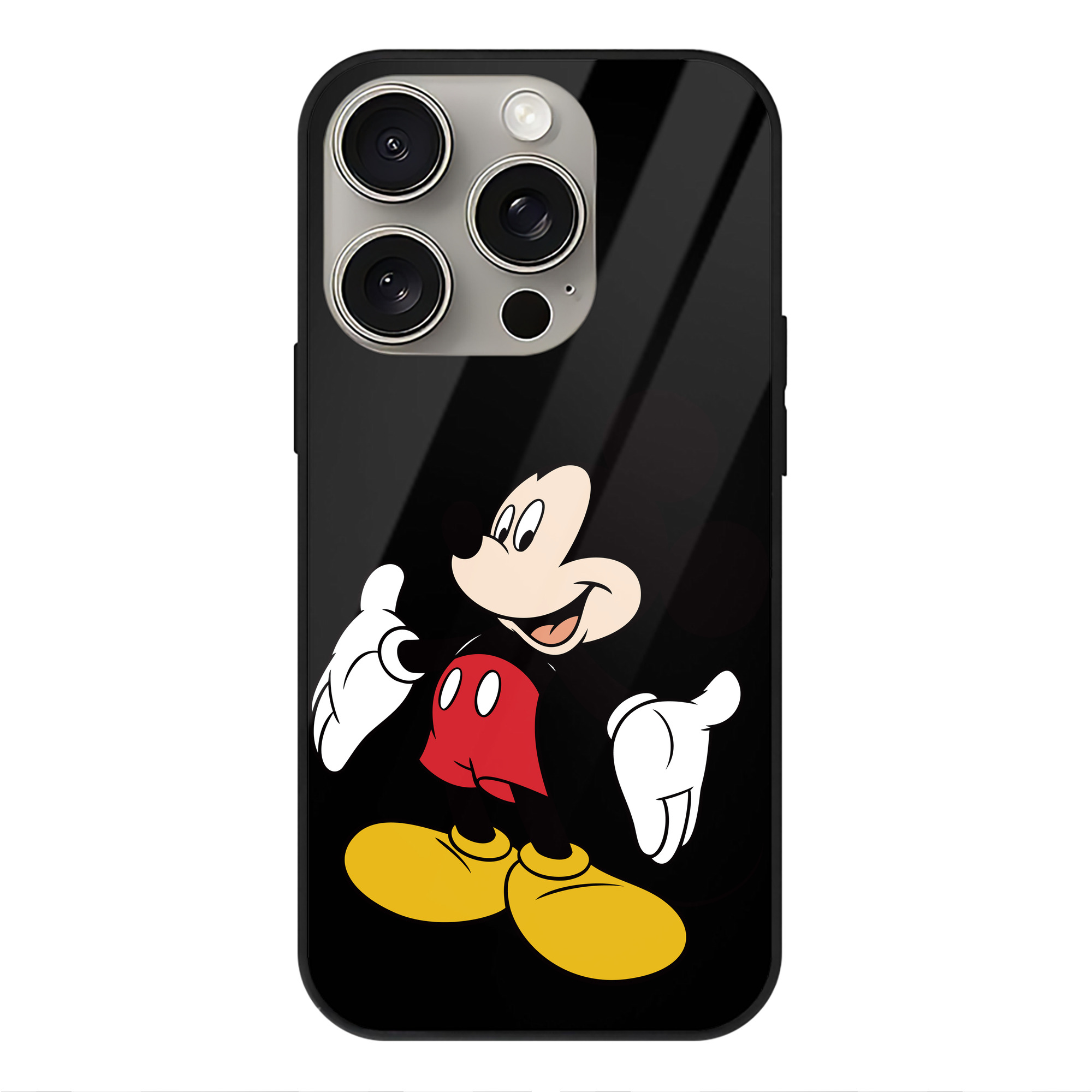 （画像用） ミッキーマウス Mickey Mouse 【iPhone15Pro対応】スマホケース 耐衝撃＆黄変防止 背面ガラス
