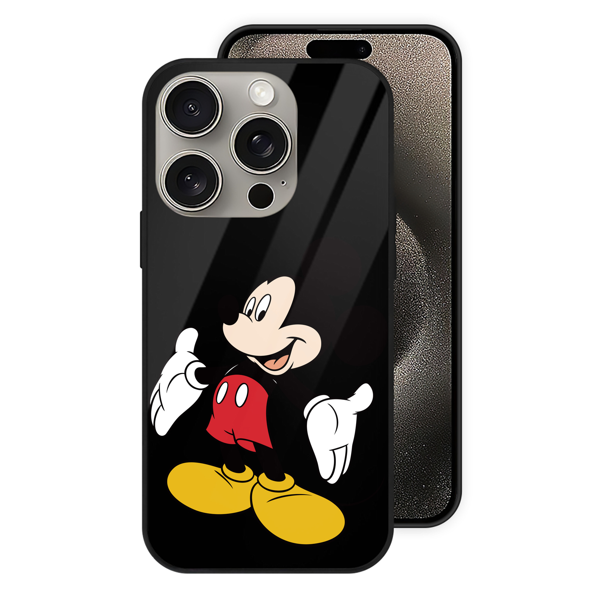（画像用） ミッキーマウス Mickey Mouse 【iPhone15Pro対応】スマホケース 耐衝撃＆黄変防止 背面ガラス