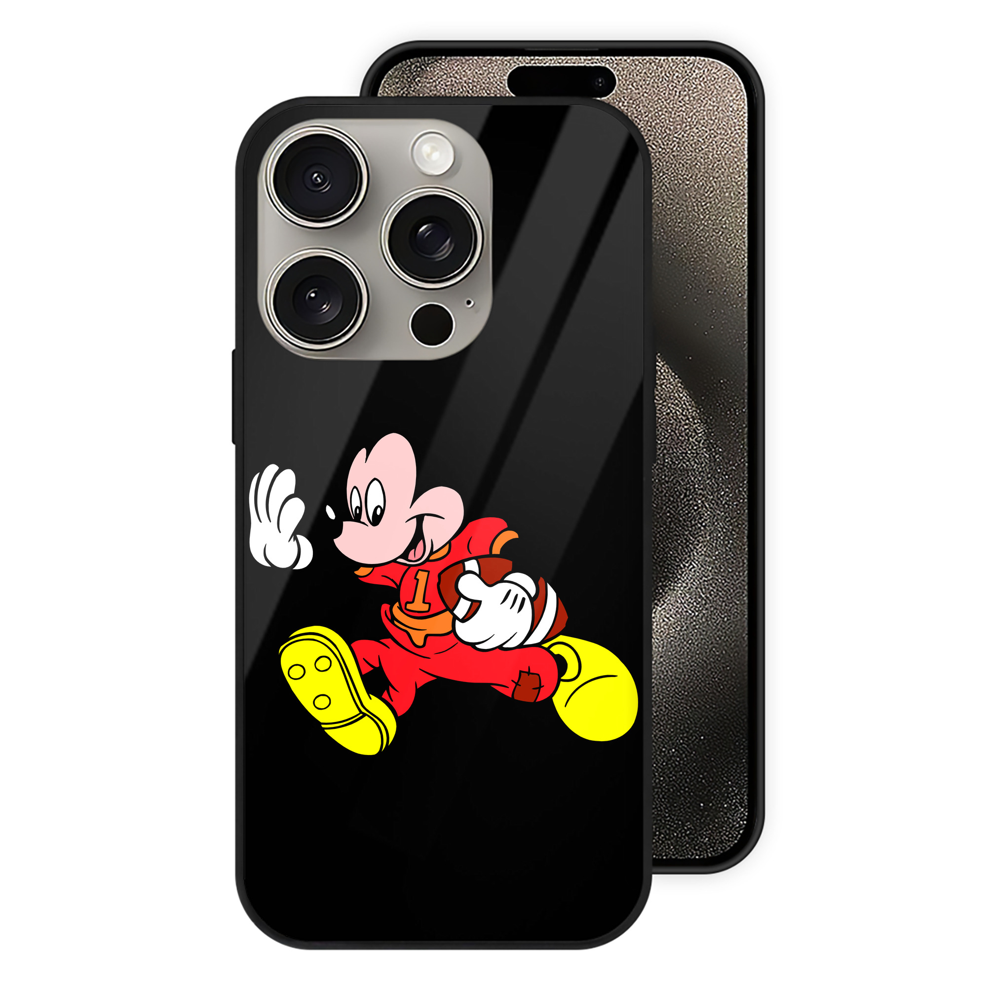 （画像用） ミッキーマウス Mickey Mouse 【iPhone15Pro対応】スマホケース 耐衝撃＆黄変防止 背面ガラス
