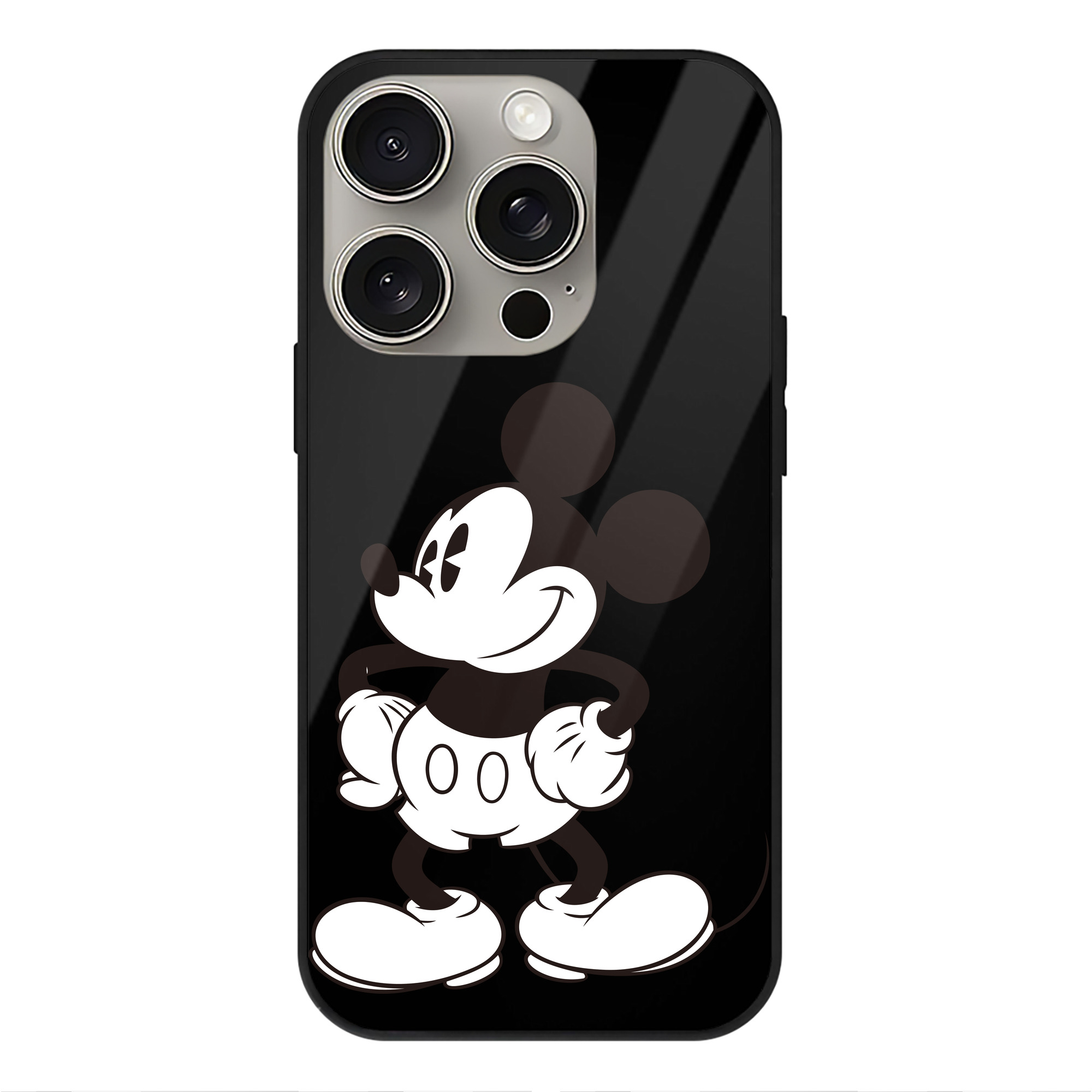（画像用） ミッキーマウス Mickey Mouse 【iPhone15Pro対応】スマホケース 耐衝撃＆黄変防止 背面ガラス