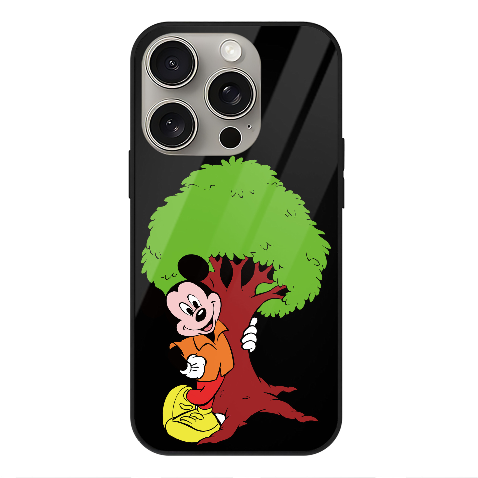 （画像用） ミッキーマウス Mickey Mouse 【iPhone15Pro対応】スマホケース 耐衝撃＆黄変防止 背面ガラス