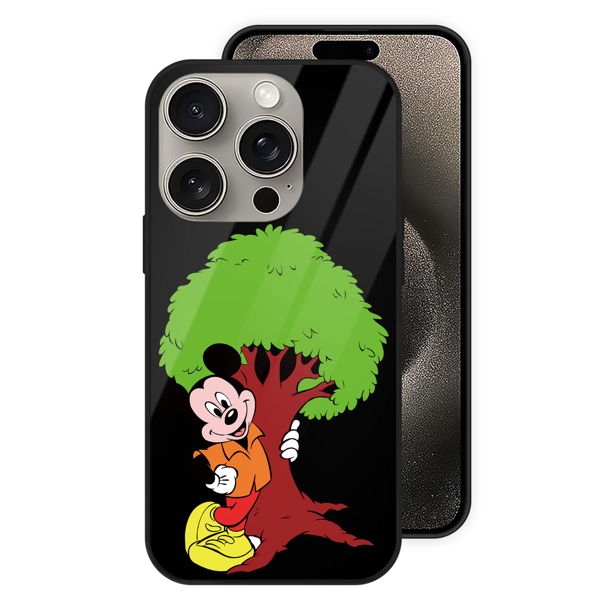 （画像用） ミッキーマウス Mickey Mouse 【iPhone15Pro対応】スマホケース 耐衝撃＆黄変防止 背面ガラス
