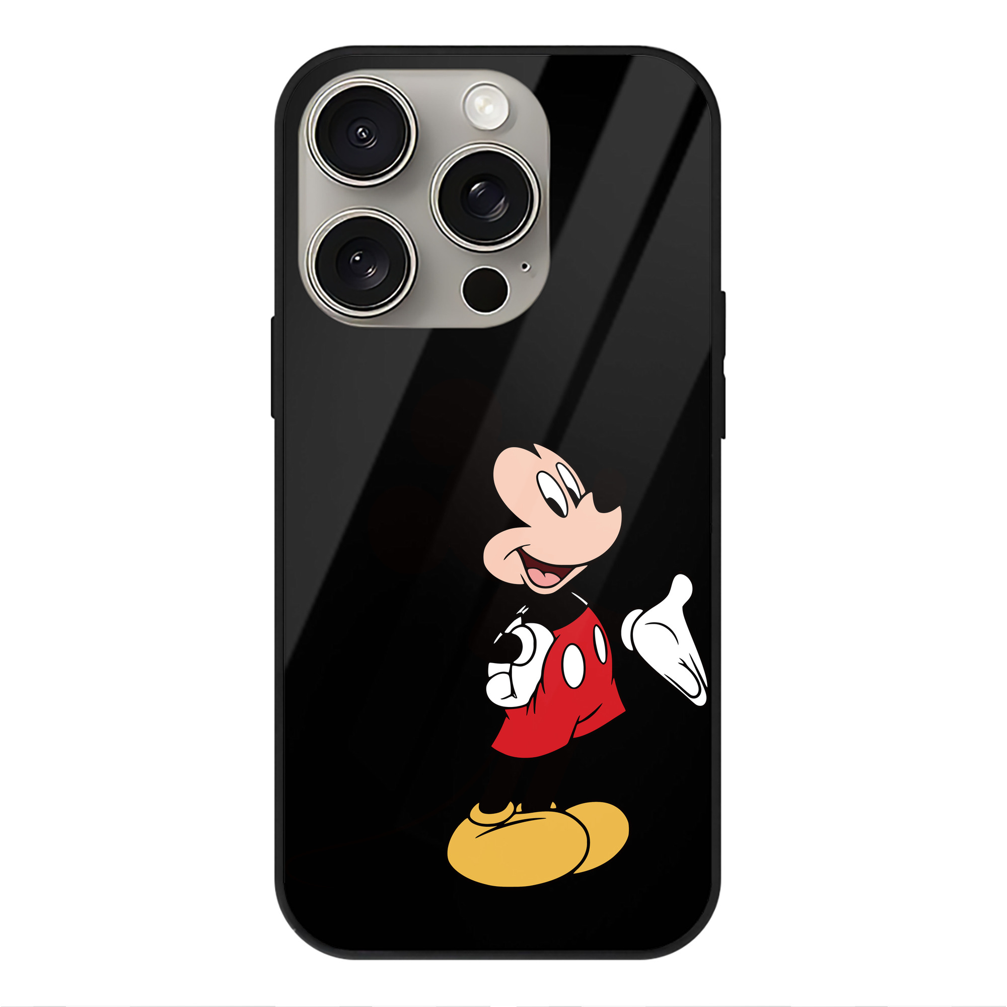 （画像用） ミッキーマウス Mickey Mouse 【iPhone15Pro対応】スマホケース 耐衝撃＆黄変防止 背面ガラス