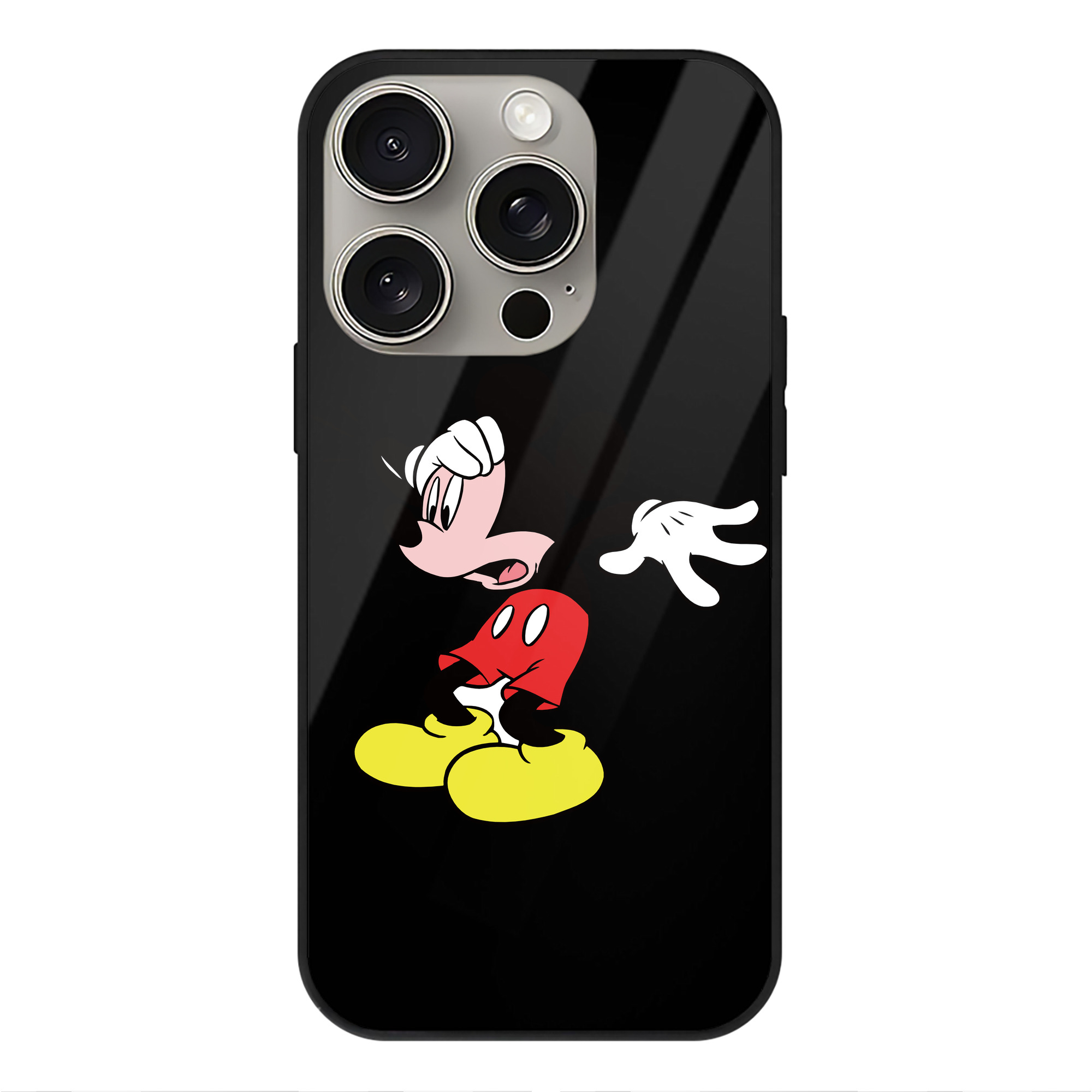 （画像用） ミッキーマウス Mickey Mouse 【iPhone15Pro対応】スマホケース 耐衝撃＆黄変防止 背面ガラス
