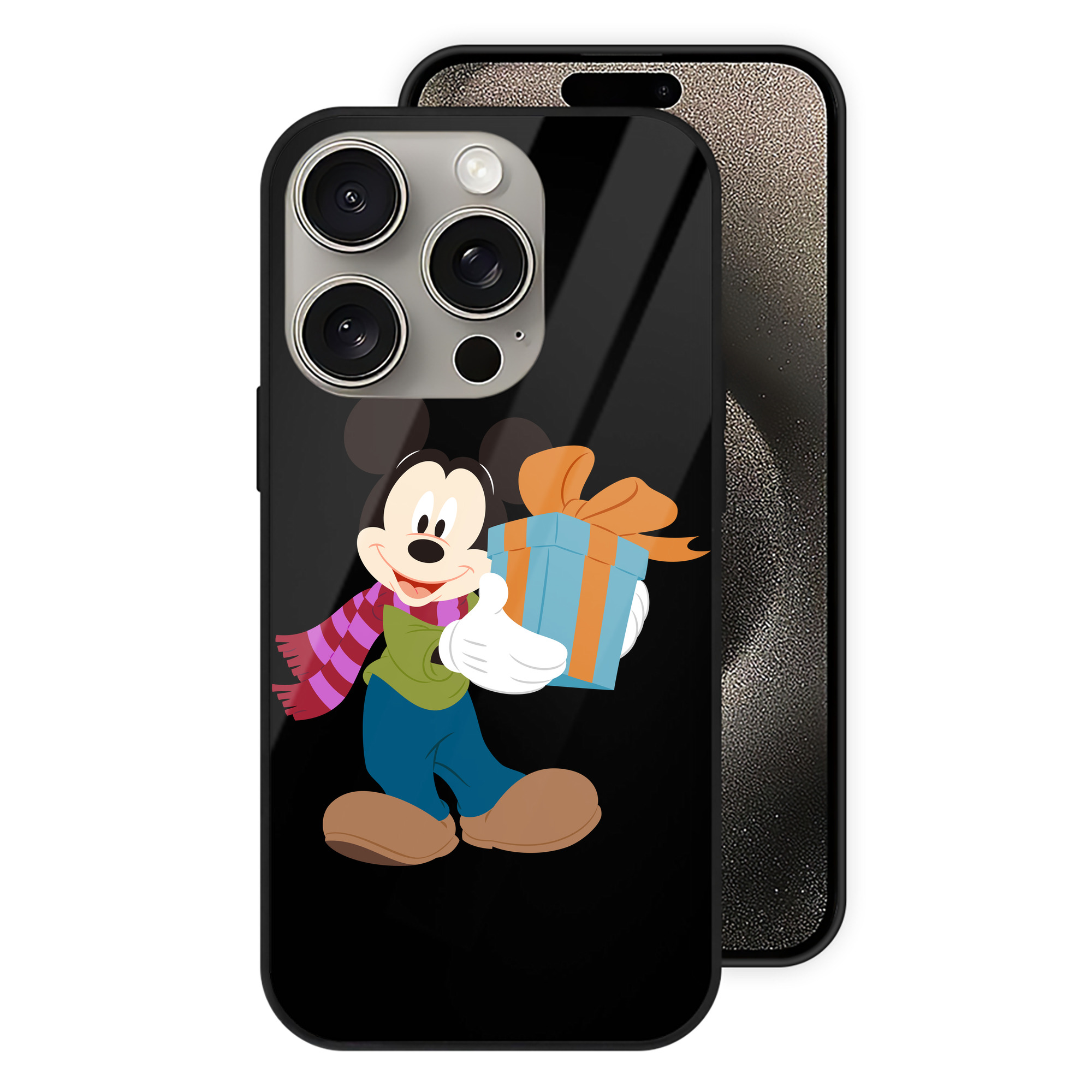 （画像用） ミッキーマウス Mickey Mouse 【iPhone15Pro対応】スマホケース 耐衝撃＆黄変防止 背面ガラス
