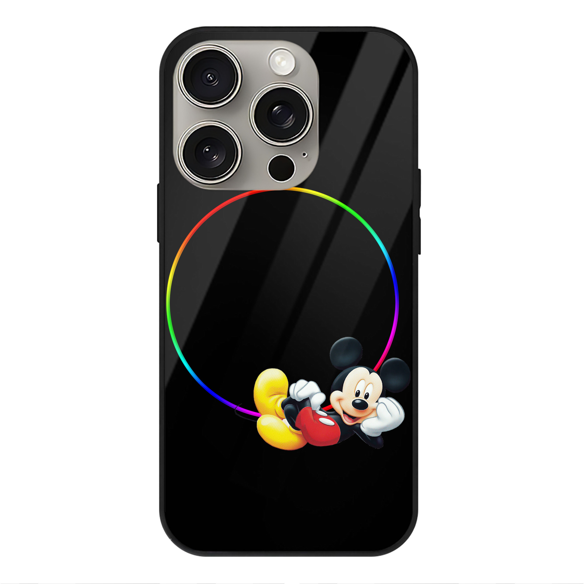 （画像用） ミッキーマウス Mickey Mouse 【iPhone15Pro対応】スマホケース 耐衝撃＆黄変防止 背面ガラス