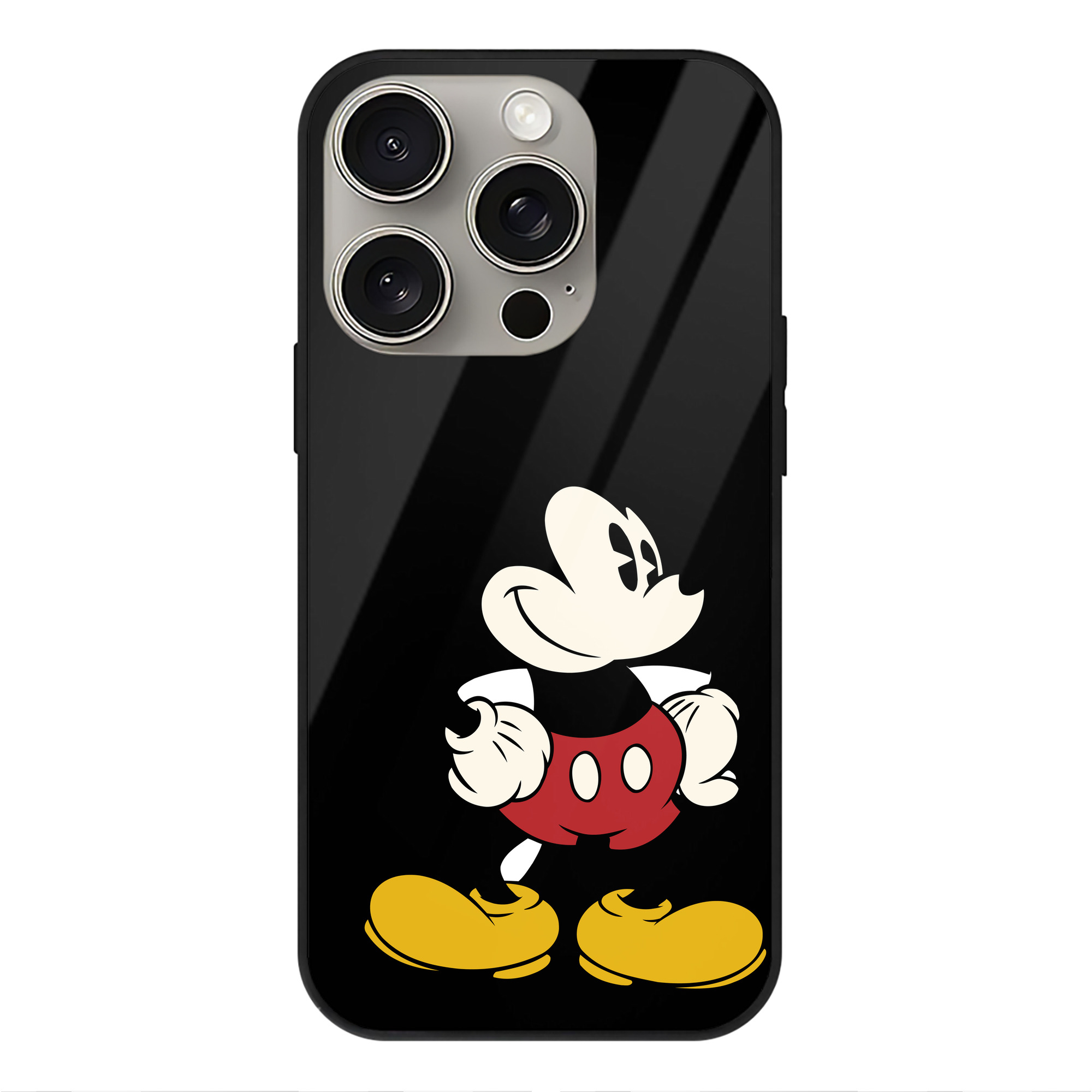 （画像用） ミッキーマウス Mickey Mouse 【iPhone15Pro対応】スマホケース 耐衝撃＆黄変防止 背面ガラス