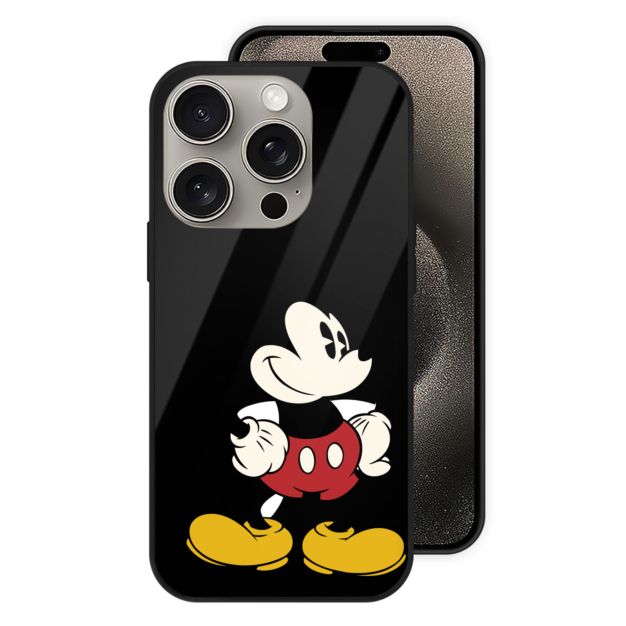 （画像用） ミッキーマウス Mickey Mouse 【iPhone15Pro対応】スマホケース 耐衝撃＆黄変防止 背面ガラス