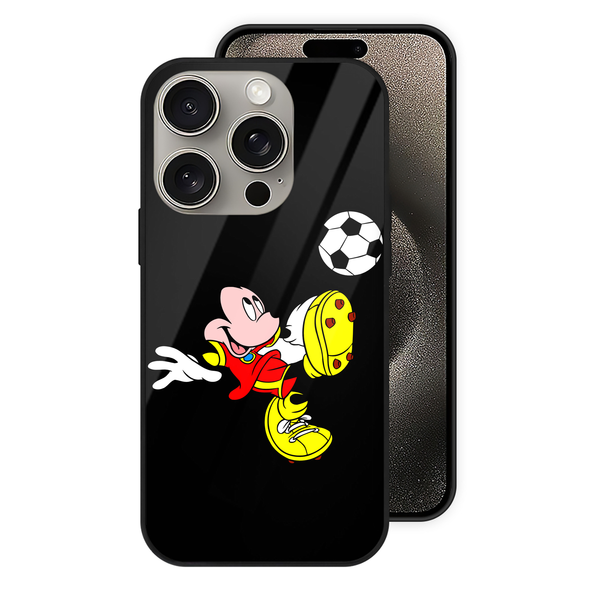 （画像用） ミッキーマウス Mickey Mouse 【iPhone15Pro対応】スマホケース 耐衝撃＆黄変防止 背面ガラス