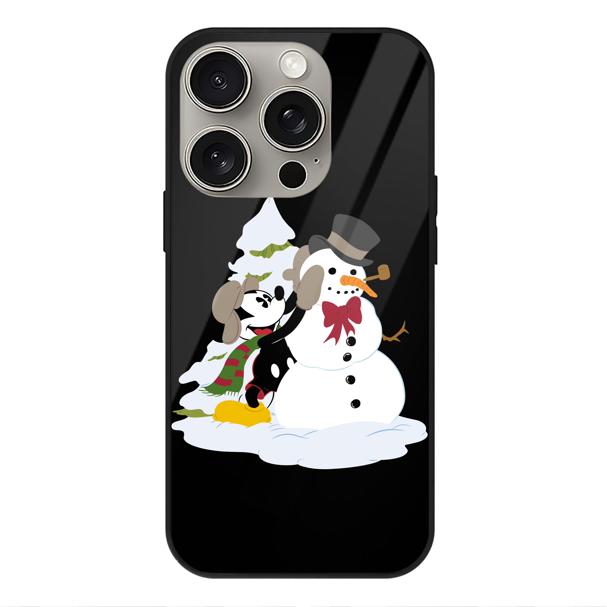 （画像用） ミッキーマウス Mickey Mouse 【iPhone15Pro対応】スマホケース 耐衝撃＆黄変防止 背面ガラス