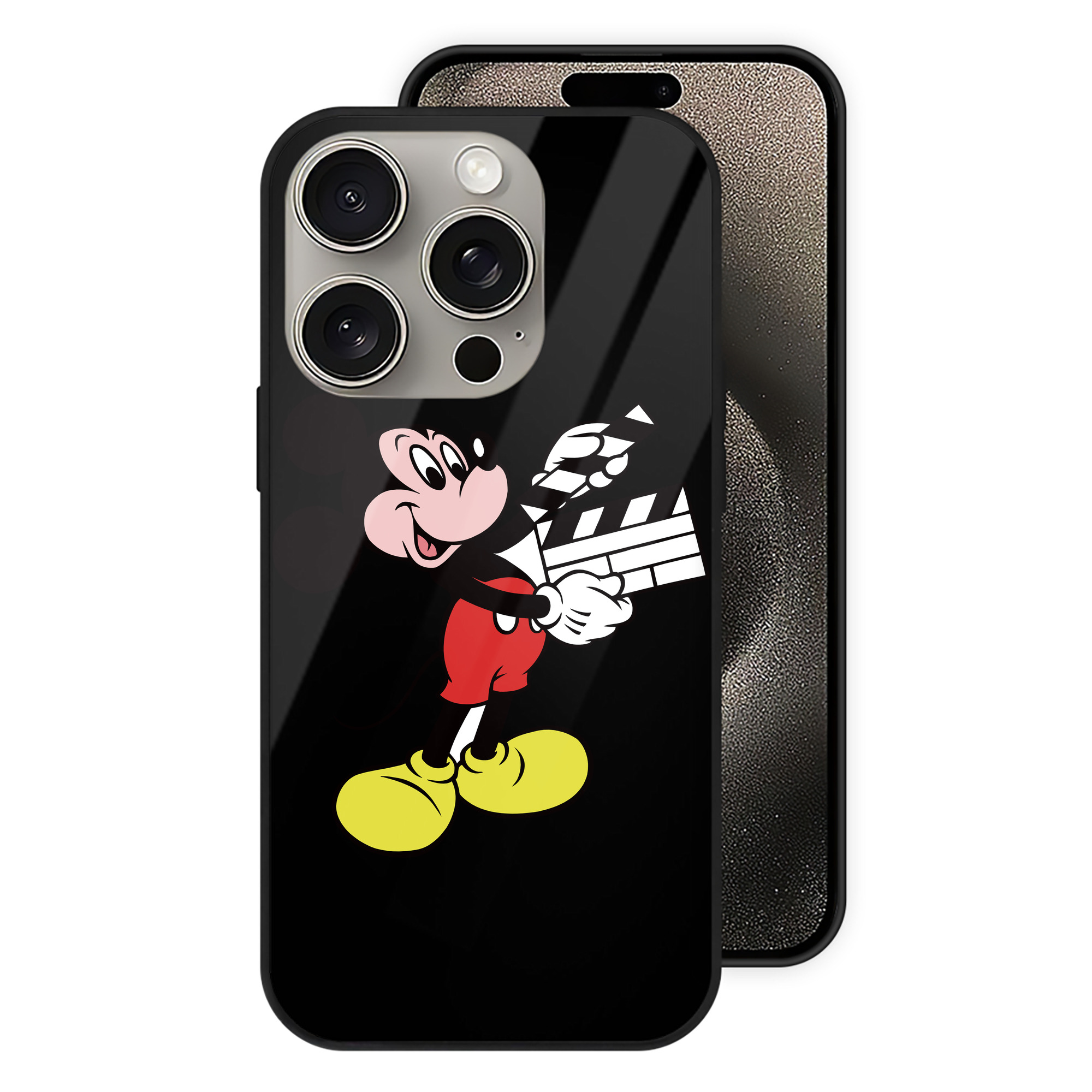 （画像用） ミッキーマウス Mickey Mouse 【iPhone15Pro対応】スマホケース 耐衝撃＆黄変防止 背面ガラス