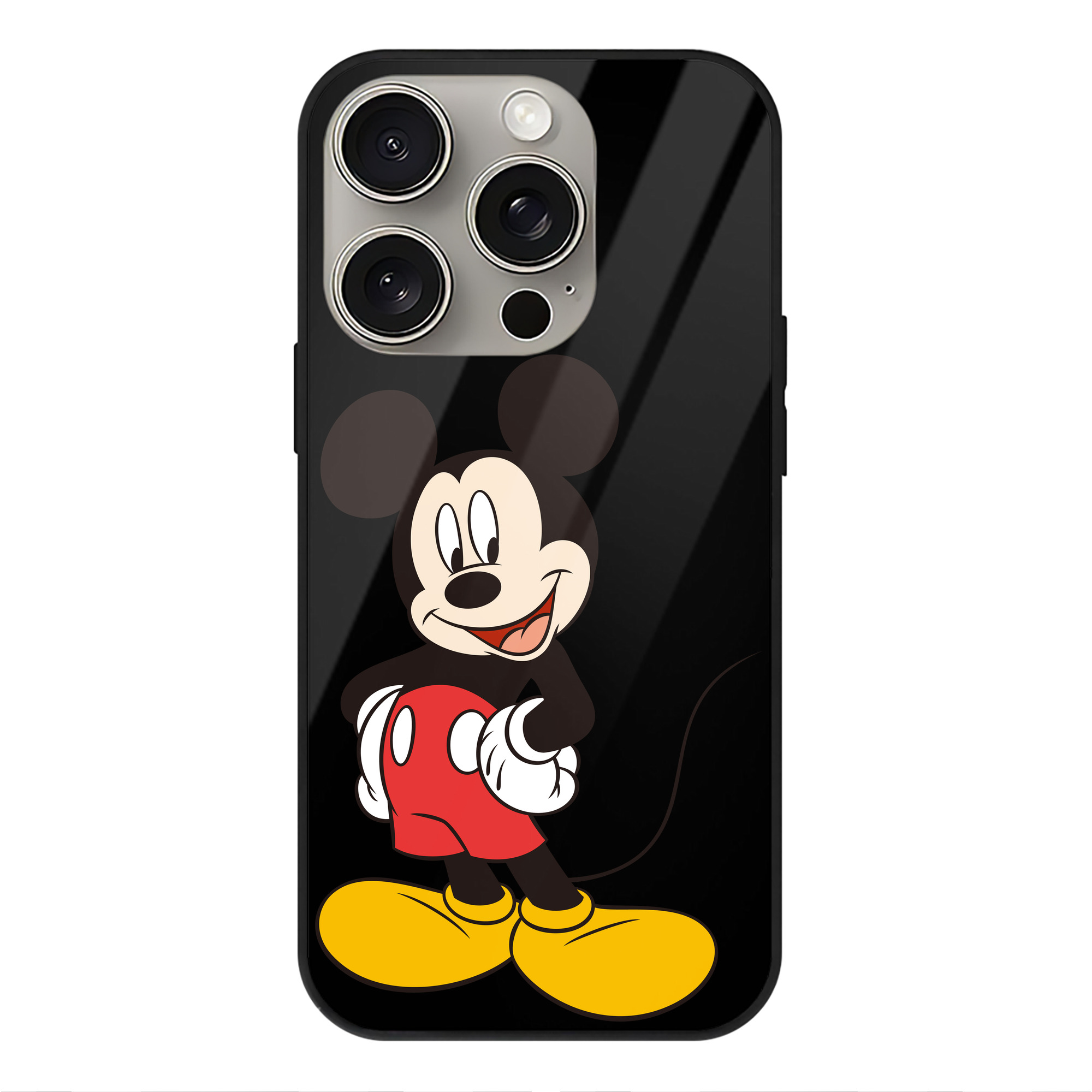 （画像用） ミッキーマウス Mickey Mouse 【iPhone15Pro対応】スマホケース 耐衝撃＆黄変防止 背面ガラス