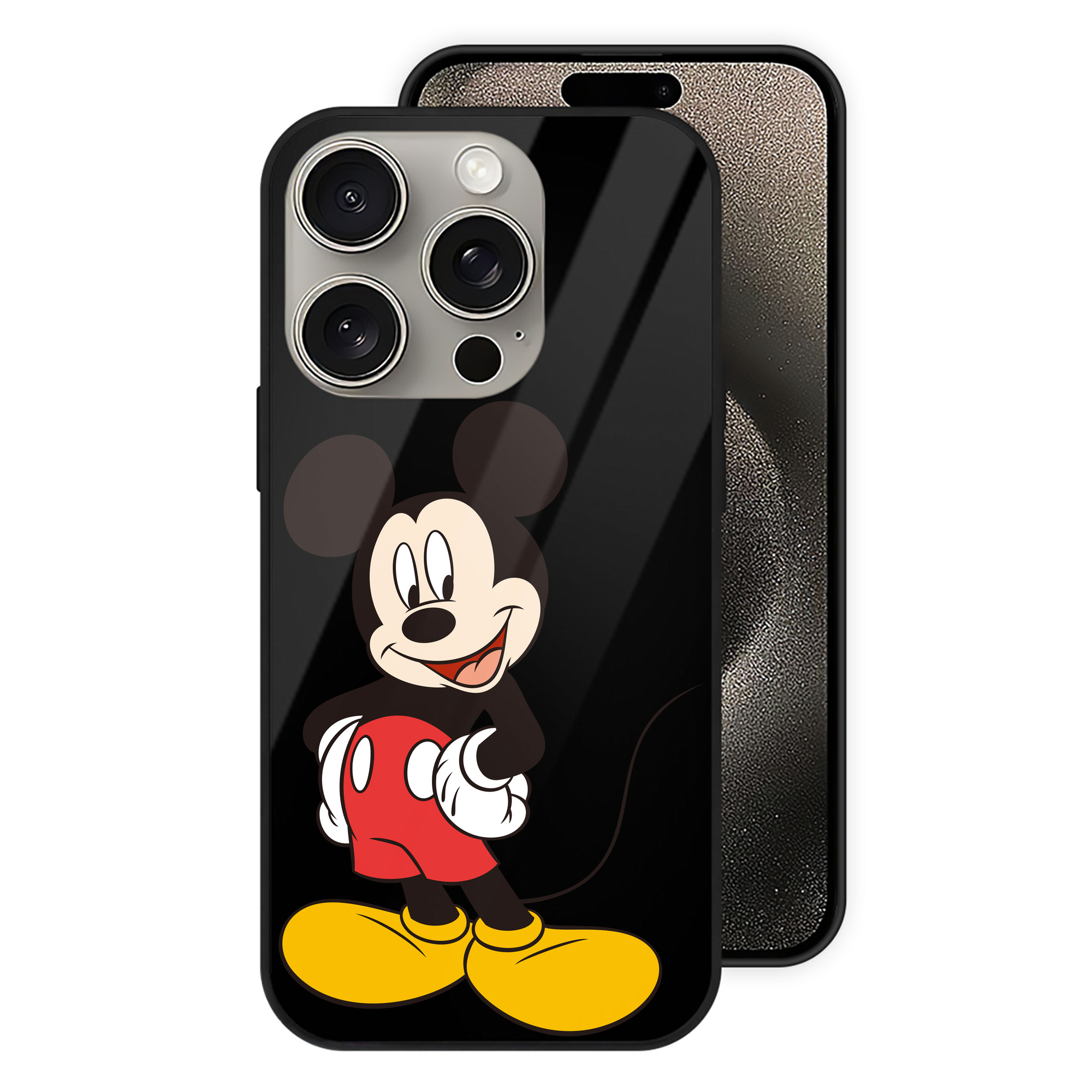 （画像用） ミッキーマウス Mickey Mouse 【iPhone15Pro対応】スマホケース 耐衝撃＆黄変防止 背面ガラス