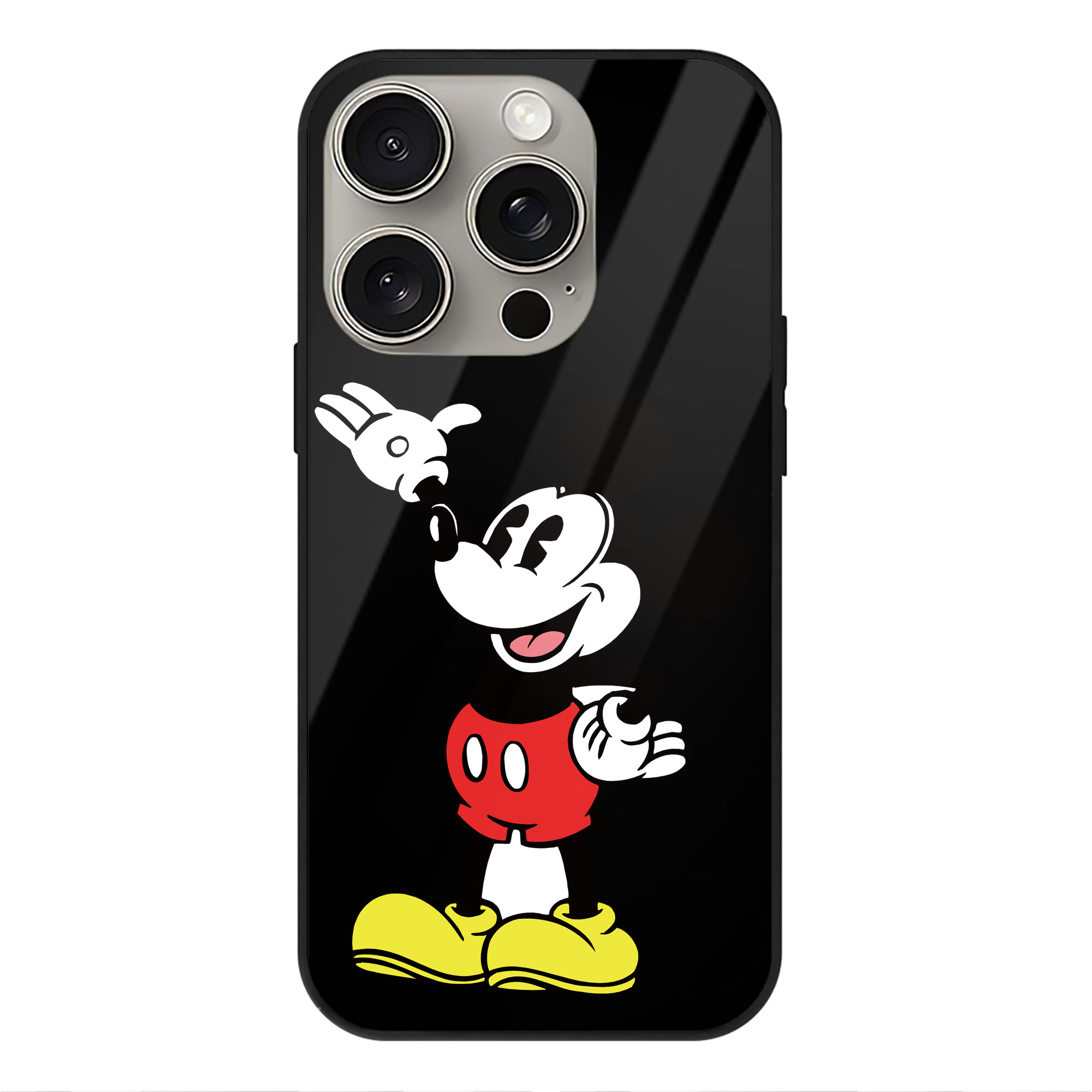 （画像用） ミッキーマウス Mickey Mouse 【iPhone15Pro対応】スマホケース 耐衝撃＆黄変防止 背面ガラス