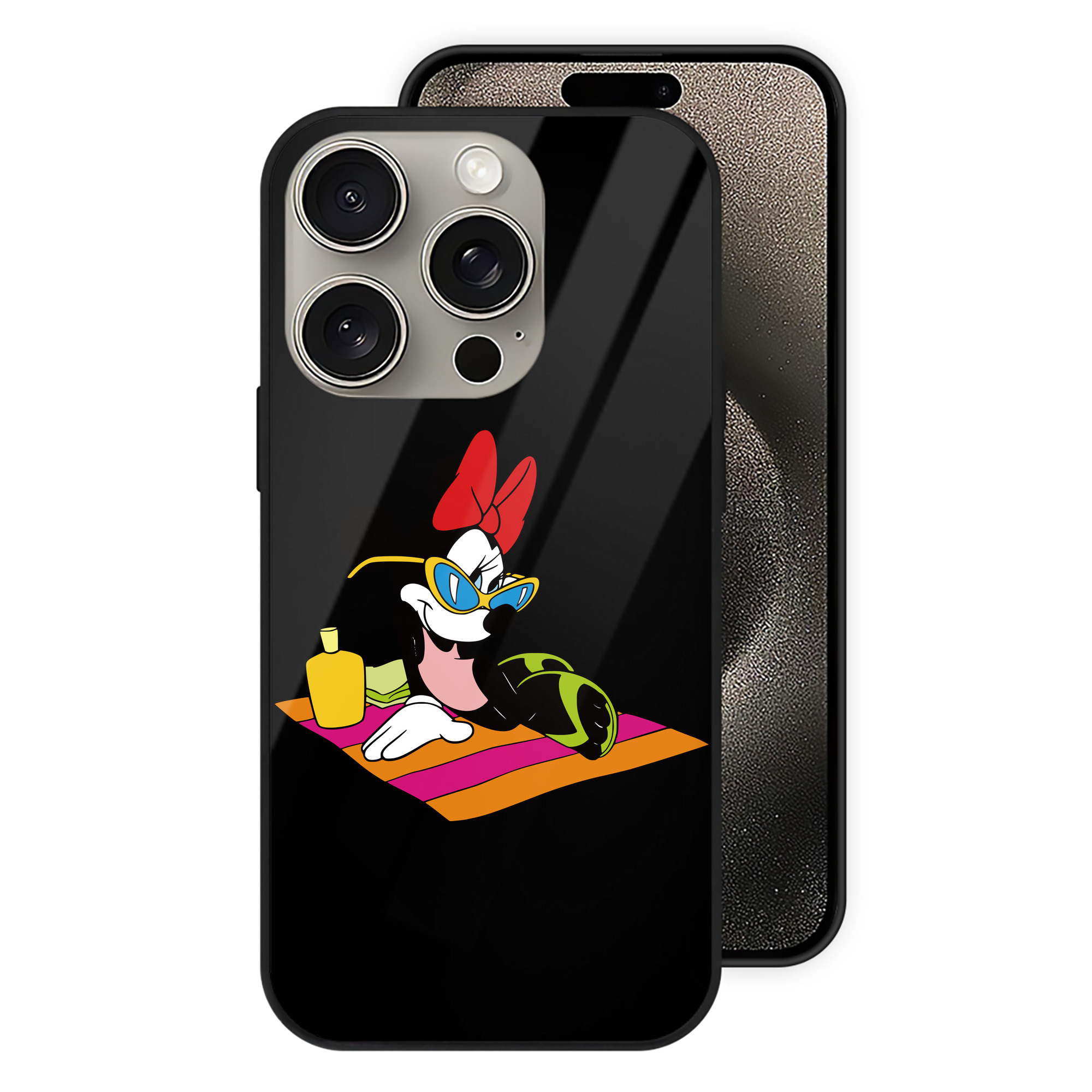（画像用） ミッキーマウス Mickey Mouse 【iPhone15Pro対応】スマホケース 耐衝撃＆黄変防止 背面ガラス