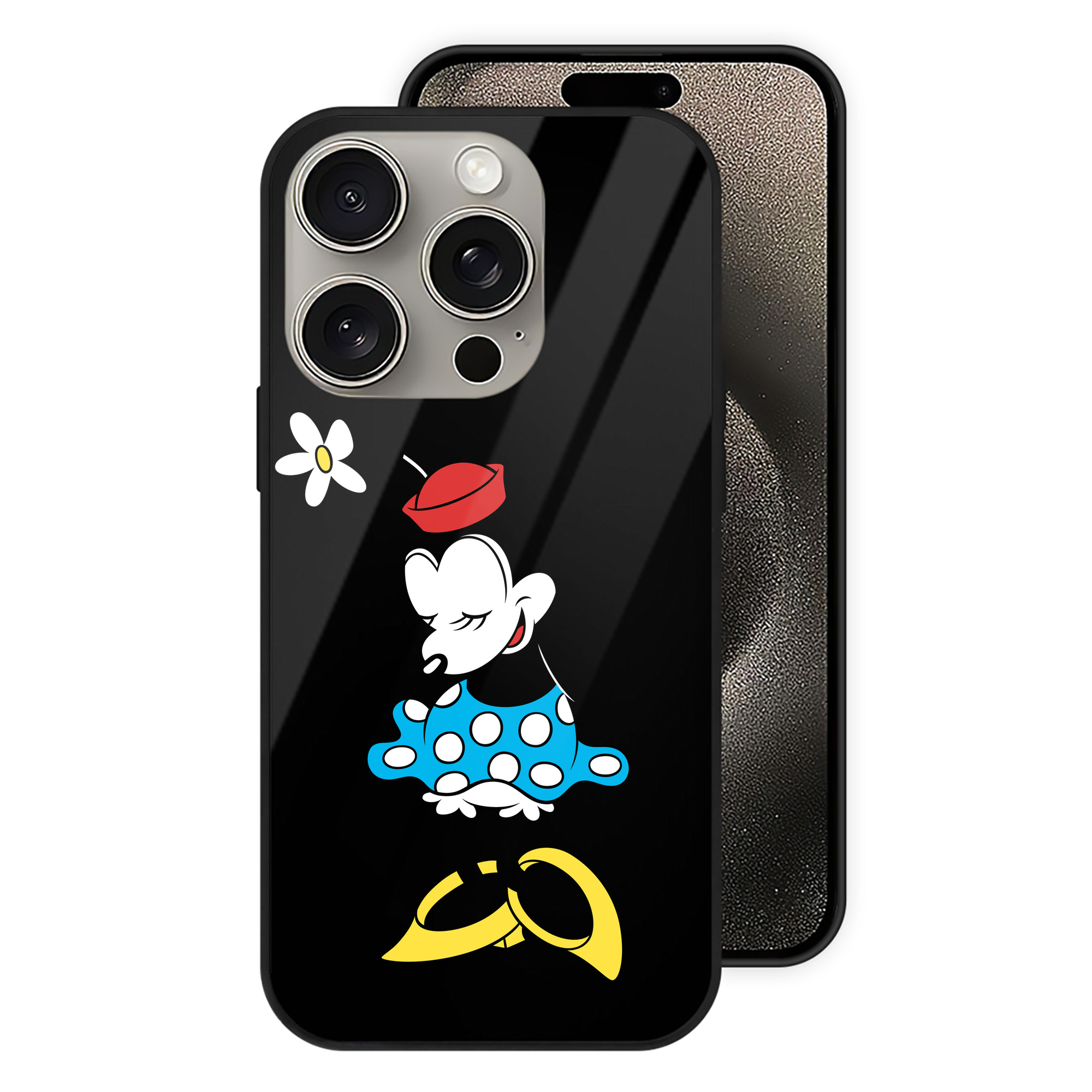 （画像用） ミッキーマウス Mickey Mouse 【iPhone15Pro対応】スマホケース 耐衝撃＆黄変防止 背面ガラス