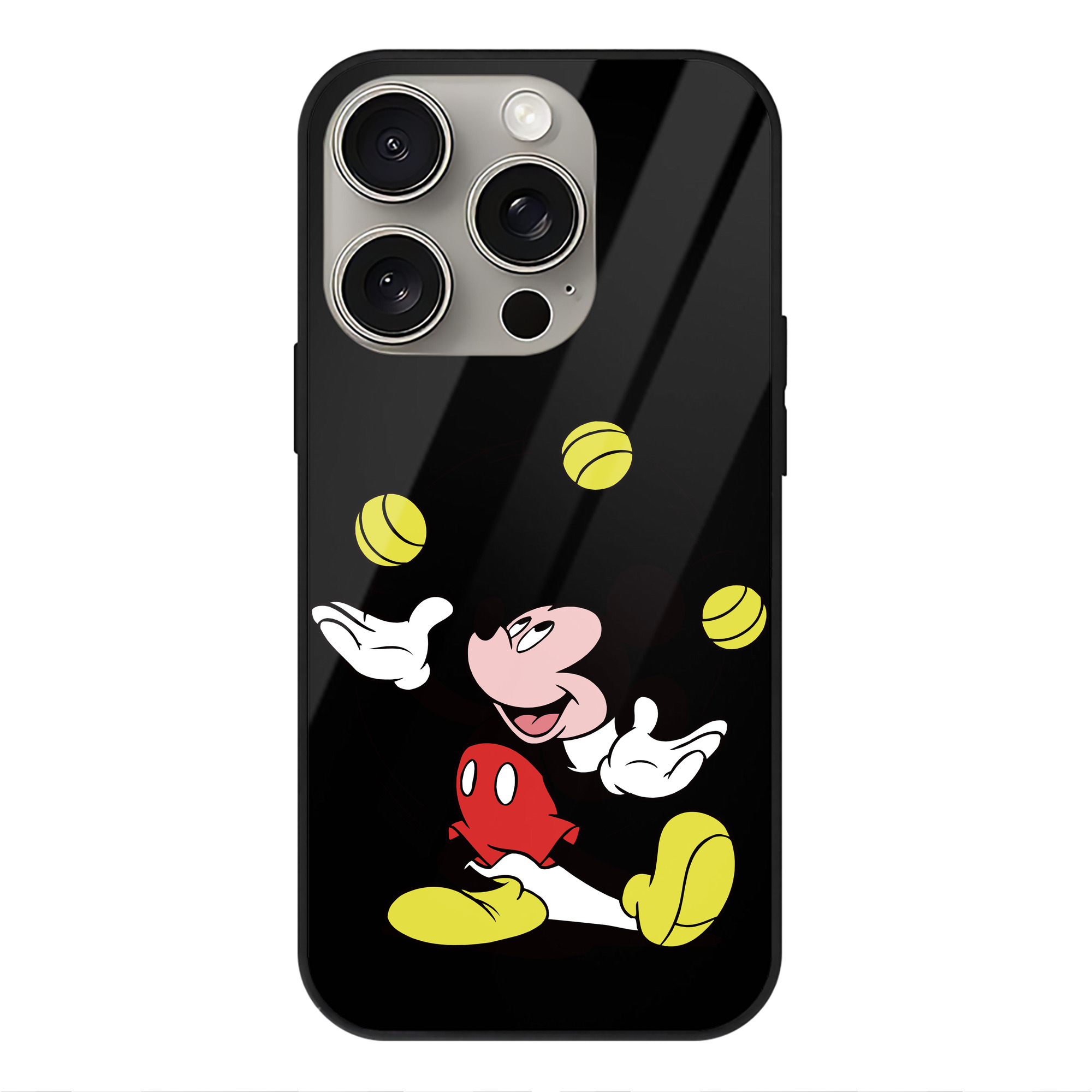 （画像用） ミッキーマウス Mickey Mouse 【iPhone15Pro対応】スマホケース 耐衝撃＆黄変防止 背面ガラス