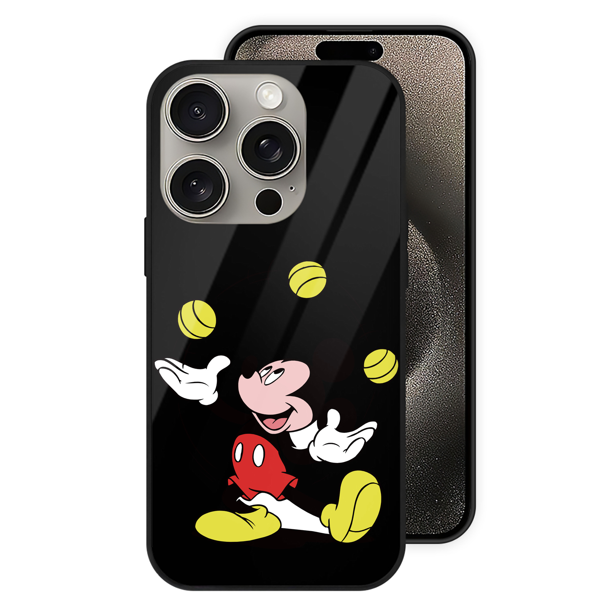 （画像用） ミッキーマウス Mickey Mouse 【iPhone15Pro対応】スマホケース 耐衝撃＆黄変防止 背面ガラス