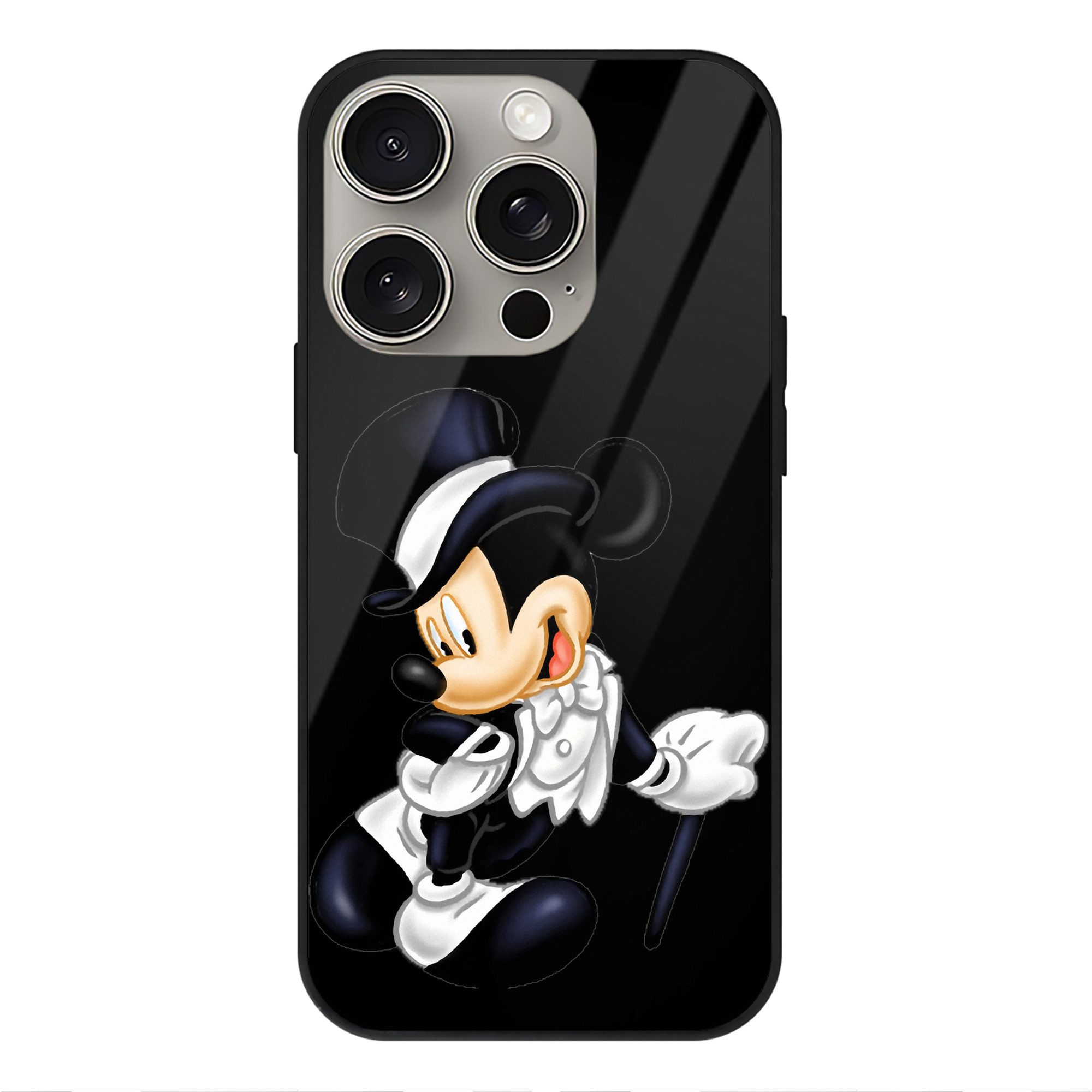 （画像用） ミッキーマウス Mickey Mouse 【iPhone15Pro対応】スマホケース 耐衝撃＆黄変防止 背面ガラス
