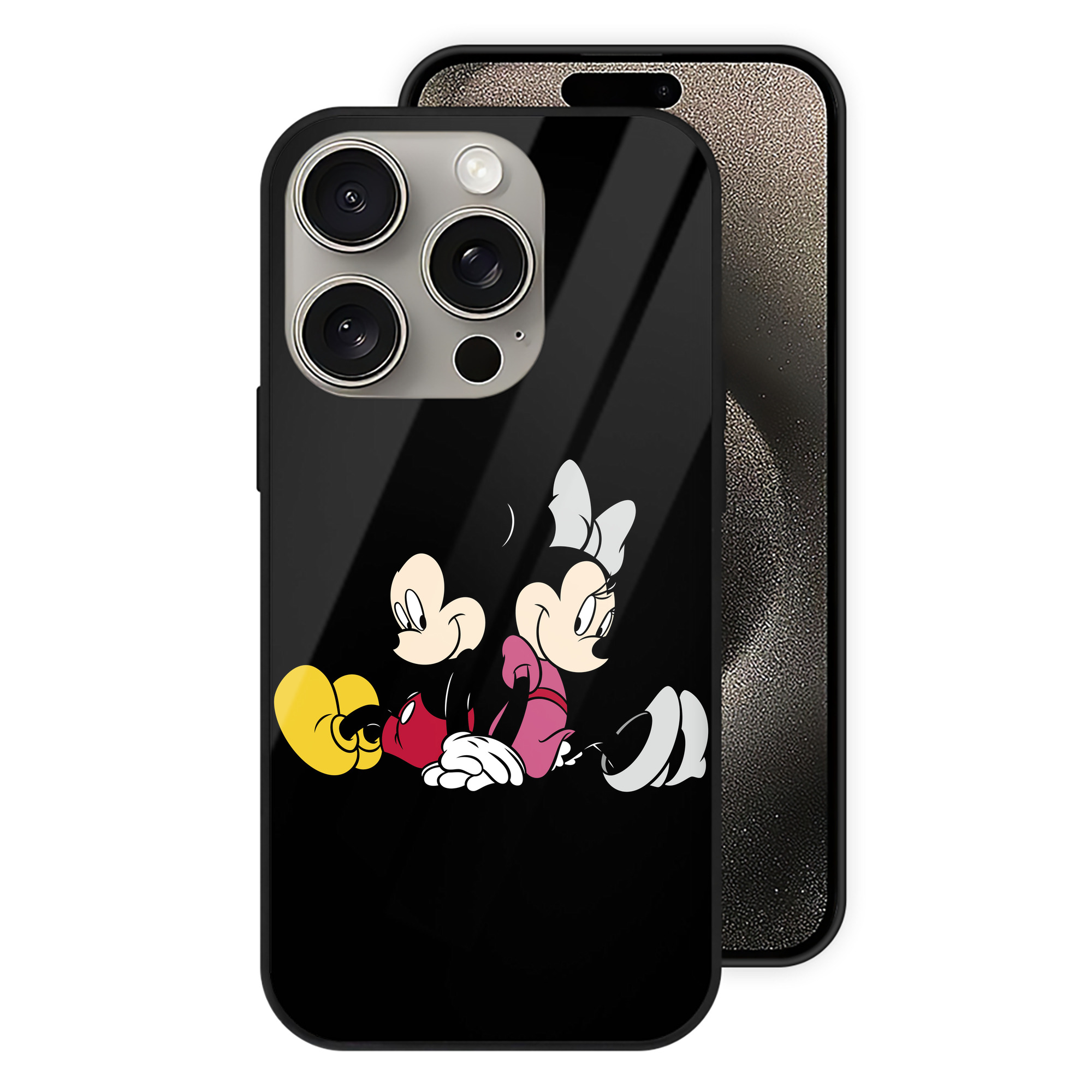 （画像用） ミッキーマウス Mickey Mouse 【iPhone15Pro対応】スマホケース 耐衝撃＆黄変防止 背面ガラス