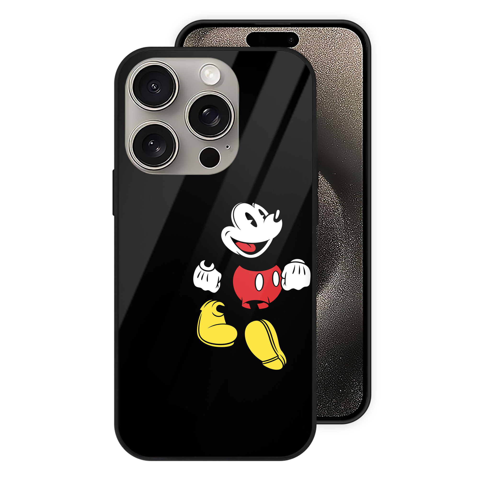 （画像用） ミッキーマウス Mickey Mouse 【iPhone15Pro対応】スマホケース 耐衝撃＆黄変防止 背面ガラス