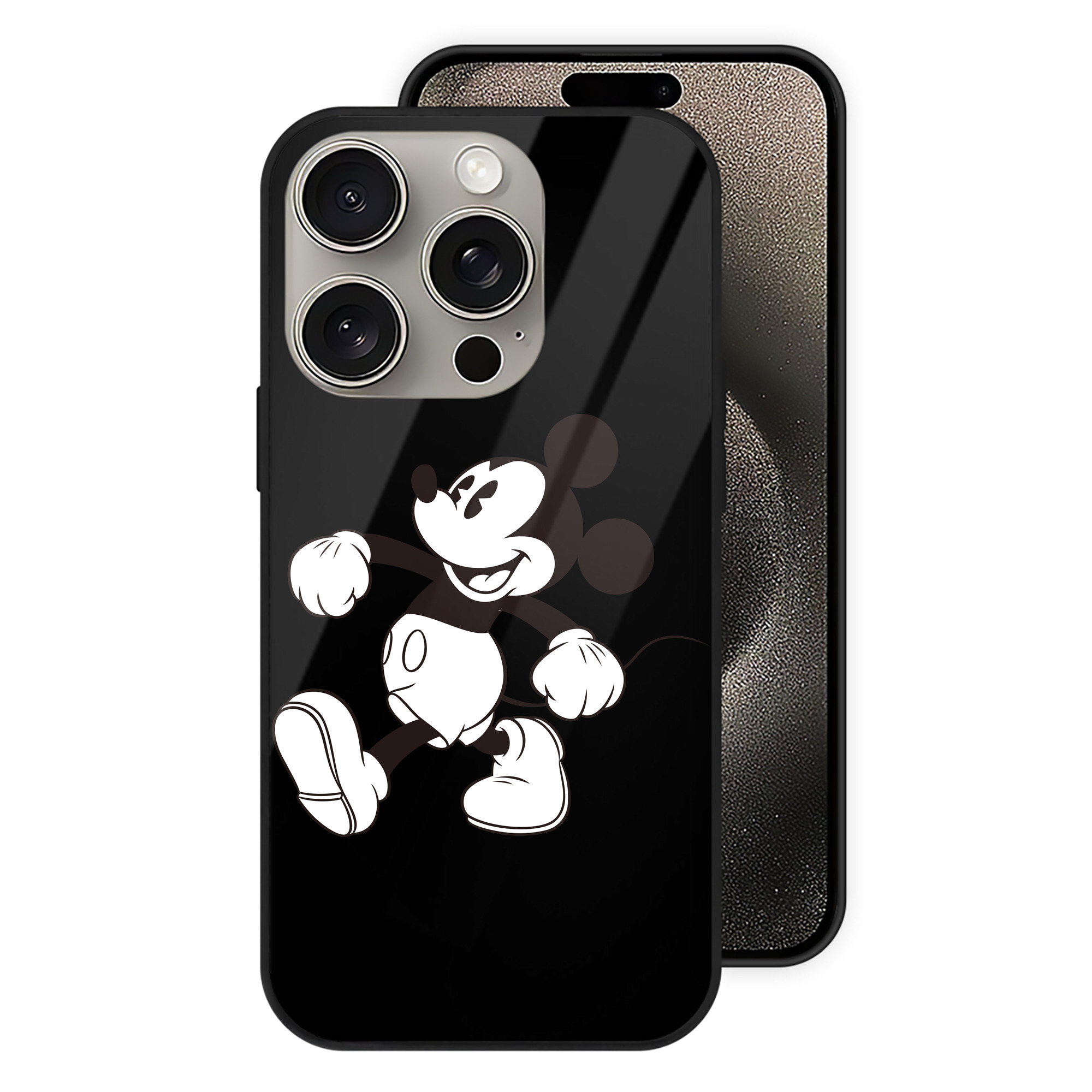 （画像用） ミッキーマウス Mickey Mouse 【iPhone15Pro対応】スマホケース 耐衝撃＆黄変防止 背面ガラス