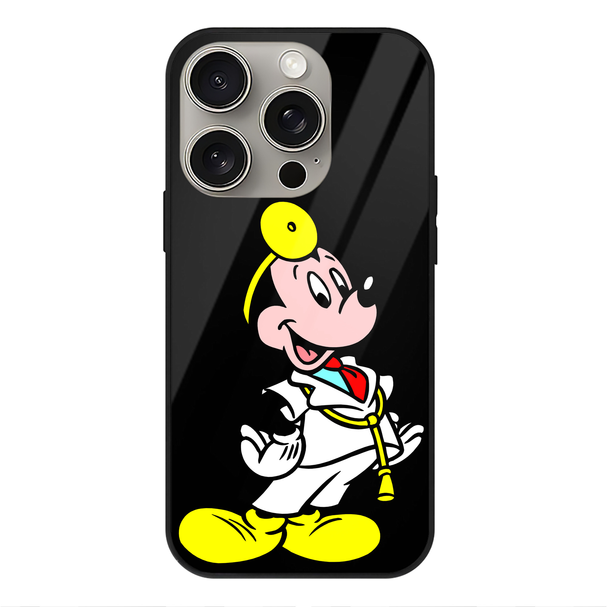 （画像用） ミッキーマウス Mickey Mouse 【iPhone15Pro対応】スマホケース 耐衝撃＆黄変防止 背面ガラス