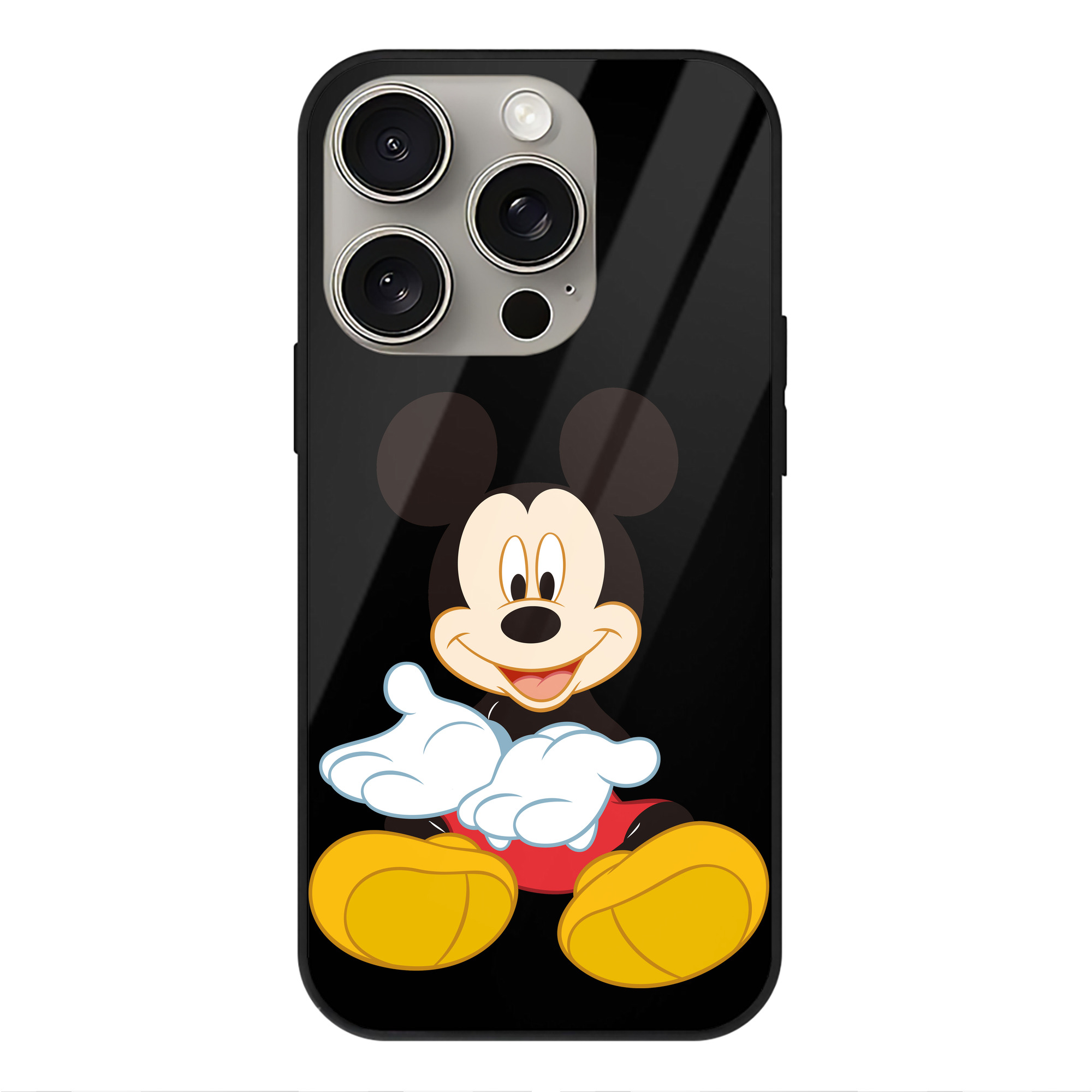 （画像用） ミッキーマウス Mickey Mouse 【iPhone15Pro対応】スマホケース 耐衝撃＆黄変防止 背面ガラス