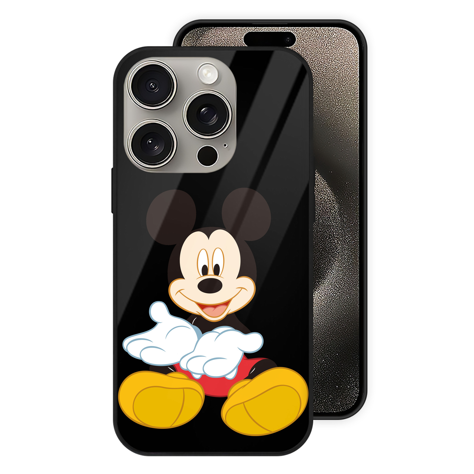 （画像用） ミッキーマウス Mickey Mouse 【iPhone15Pro対応】スマホケース 耐衝撃＆黄変防止 背面ガラス