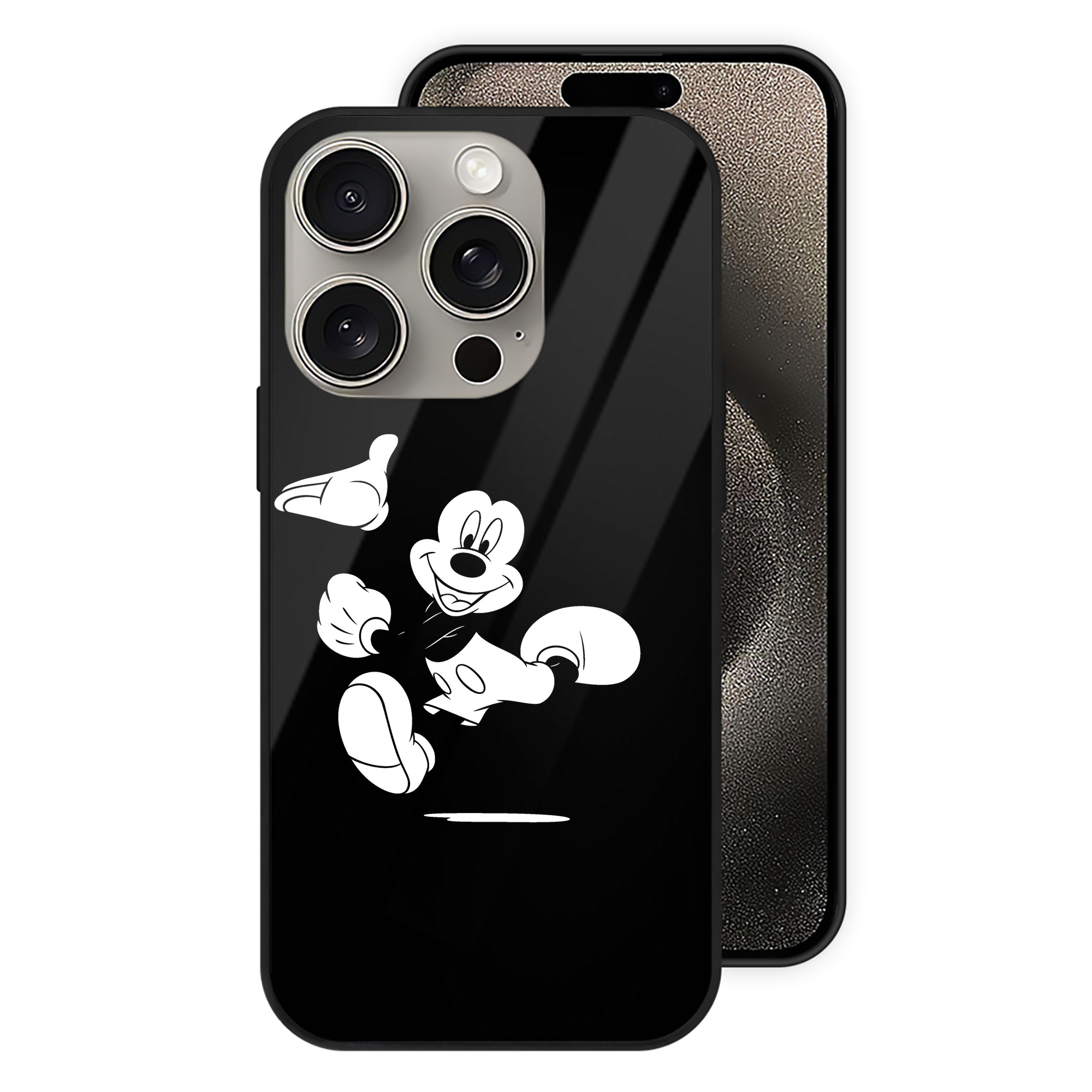 （画像用） ミッキーマウス Mickey Mouse 【iPhone15Pro対応】スマホケース 耐衝撃＆黄変防止 背面ガラス